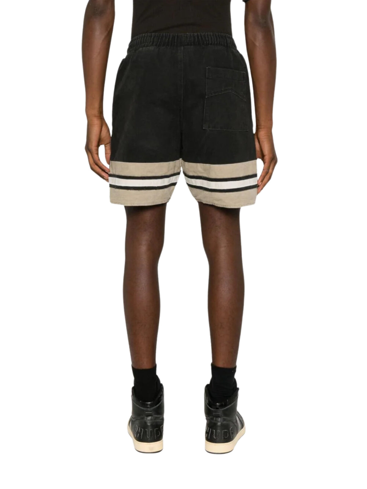 Rhude Shorts Embroidered Logo Black-Khaki