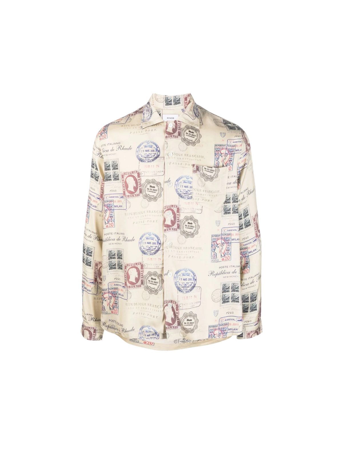 Rhude Shirt Passport Stamp Beige