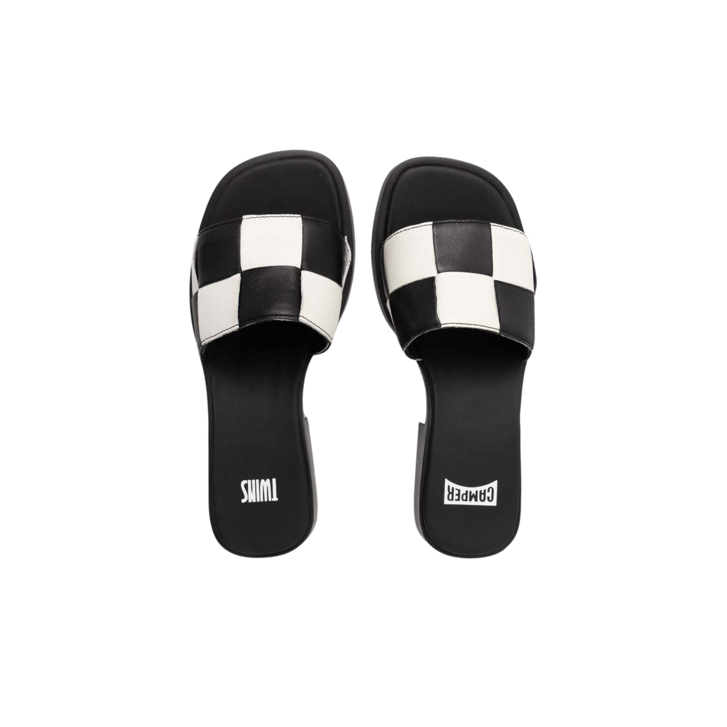 Camper Slide Ladies Gobi Check Black-White