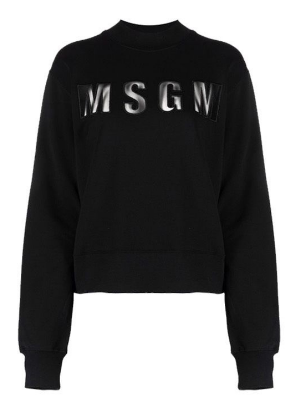 Msgm Sweater Slim Logo Black-Silver