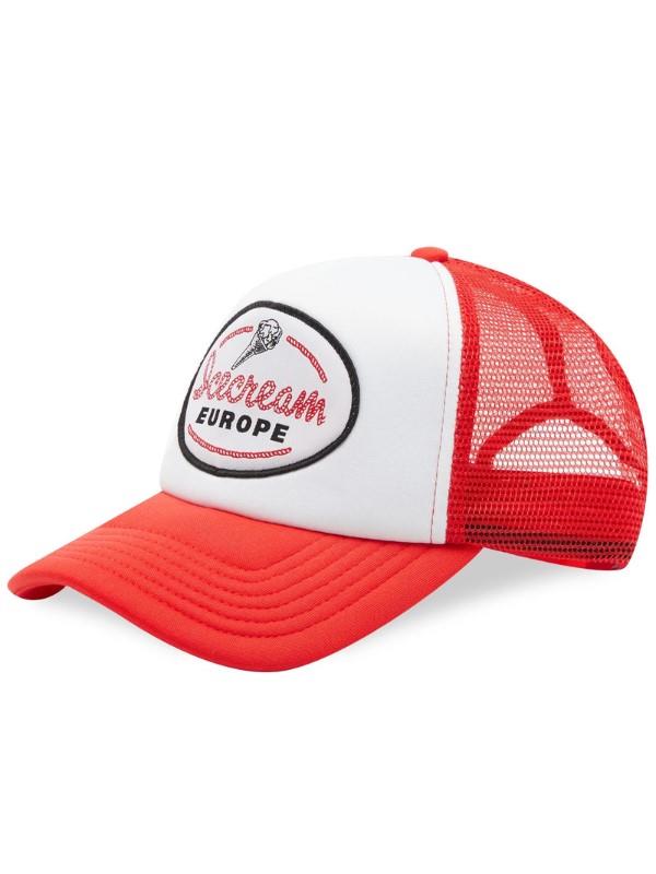 Ice-Cream Cap Woven Patch Trucker Red-White