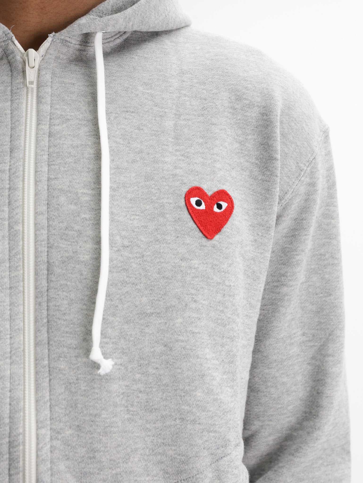 Comme Des Garcons Hoodie Red Emblem Grey
