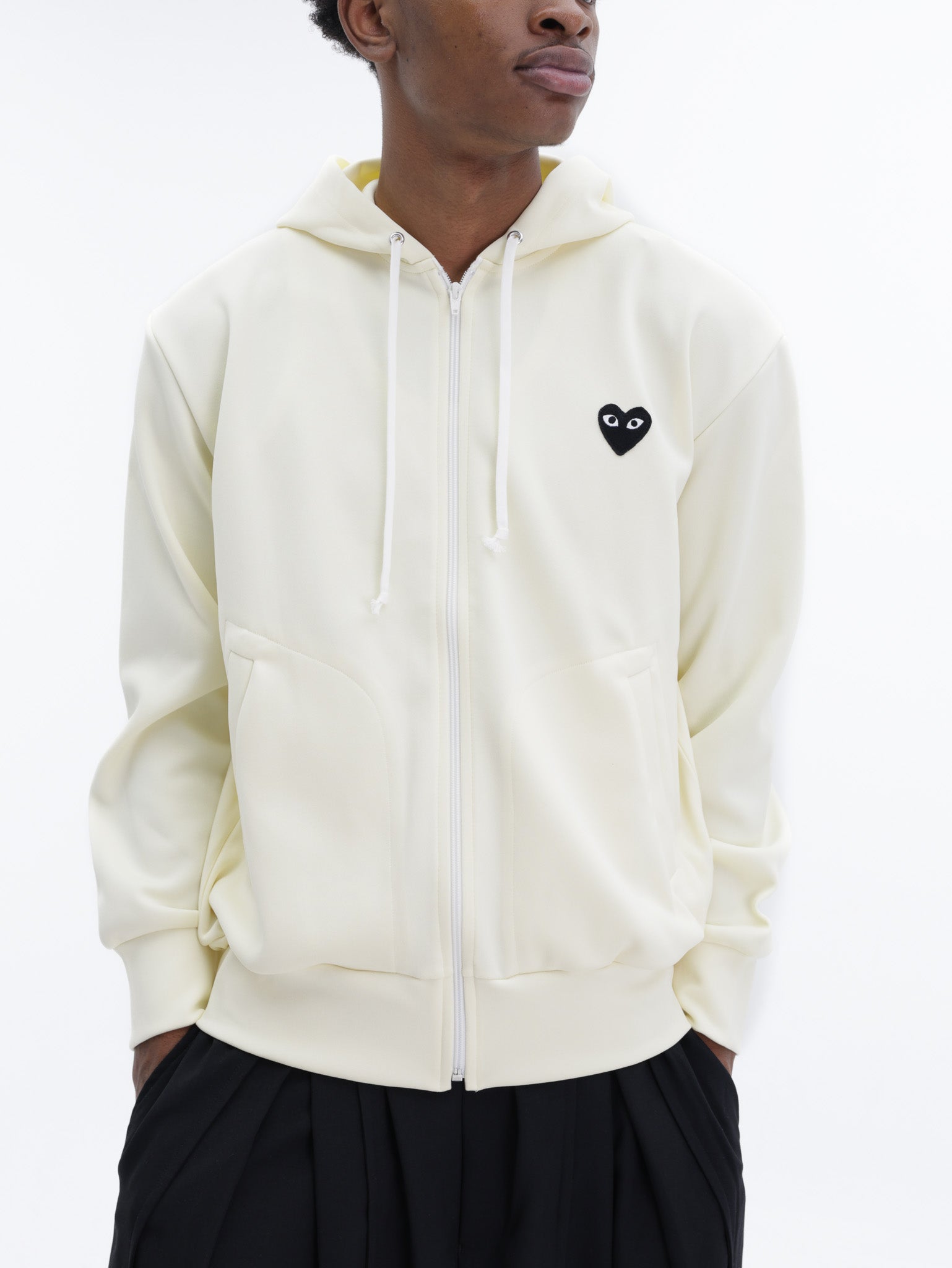 Comme Des Garcons Hoodie Black Emblem Ivory