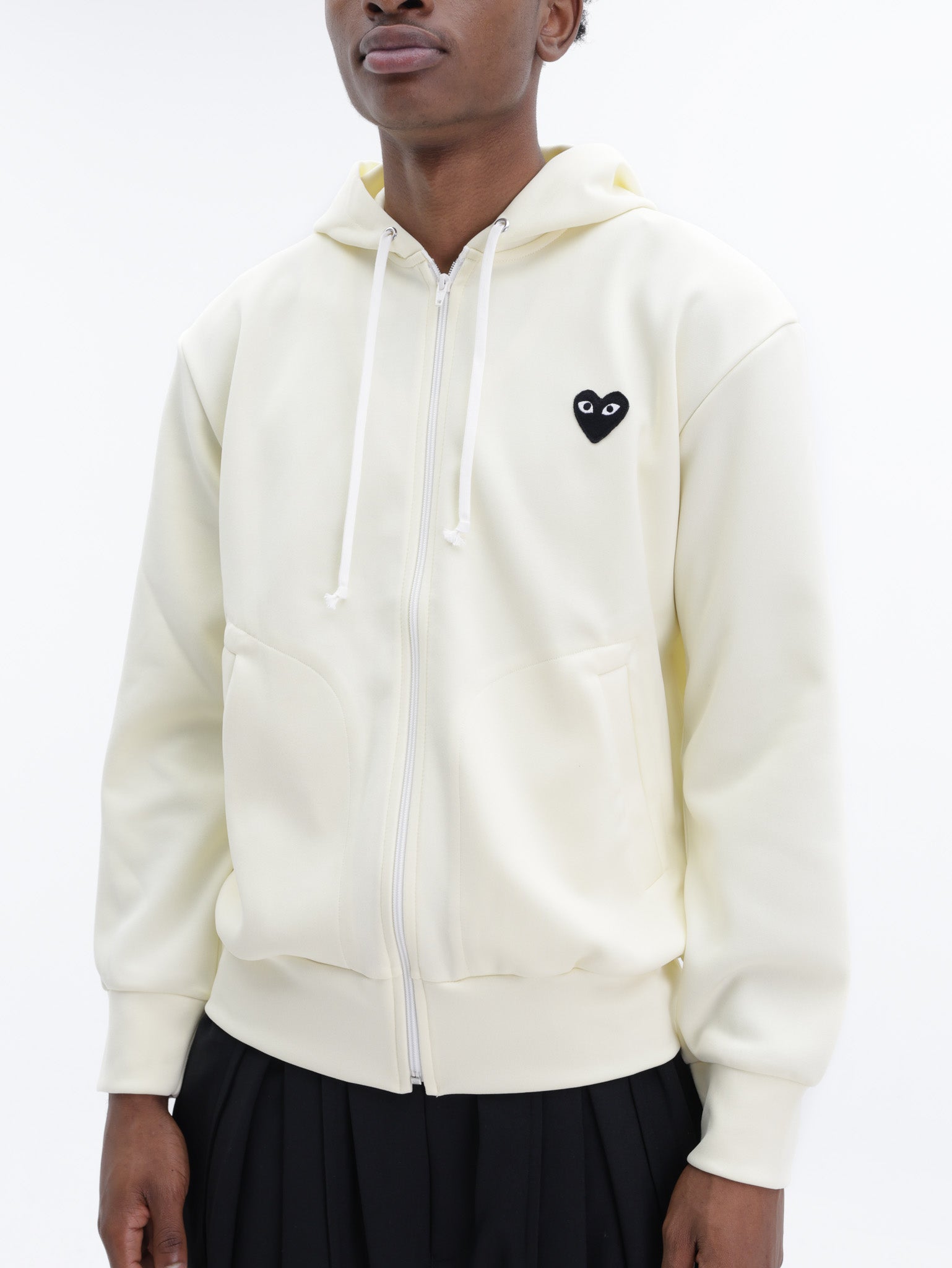 Comme Des Garcons Hoodie Black Emblem Ivory