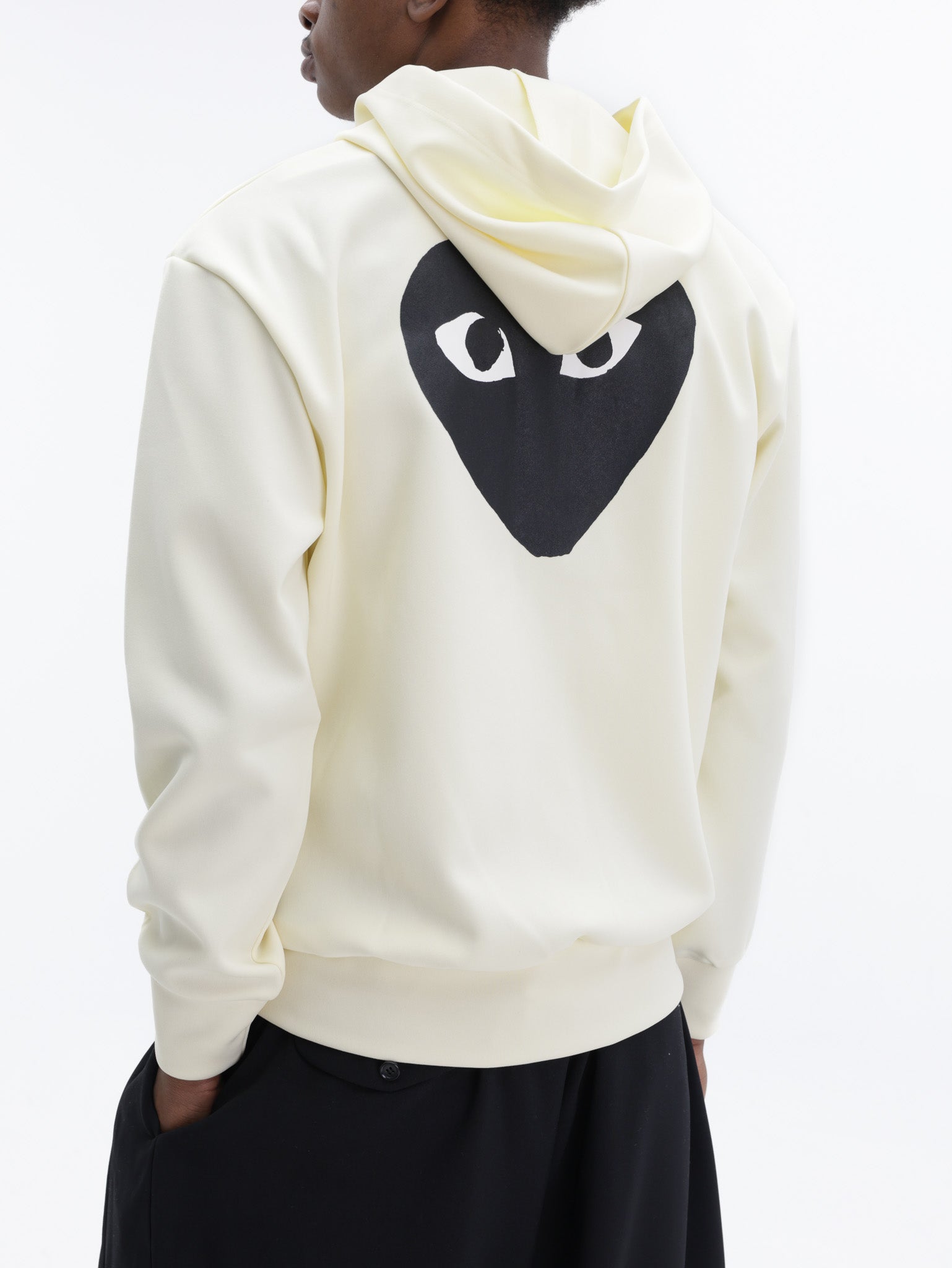 Comme Des Garcons Hoodie Black Emblem Ivory