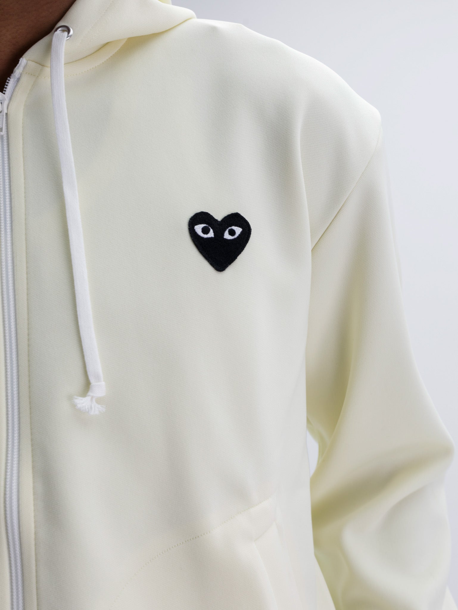 Comme Des Garcons Hoodie Black Emblem Ivory