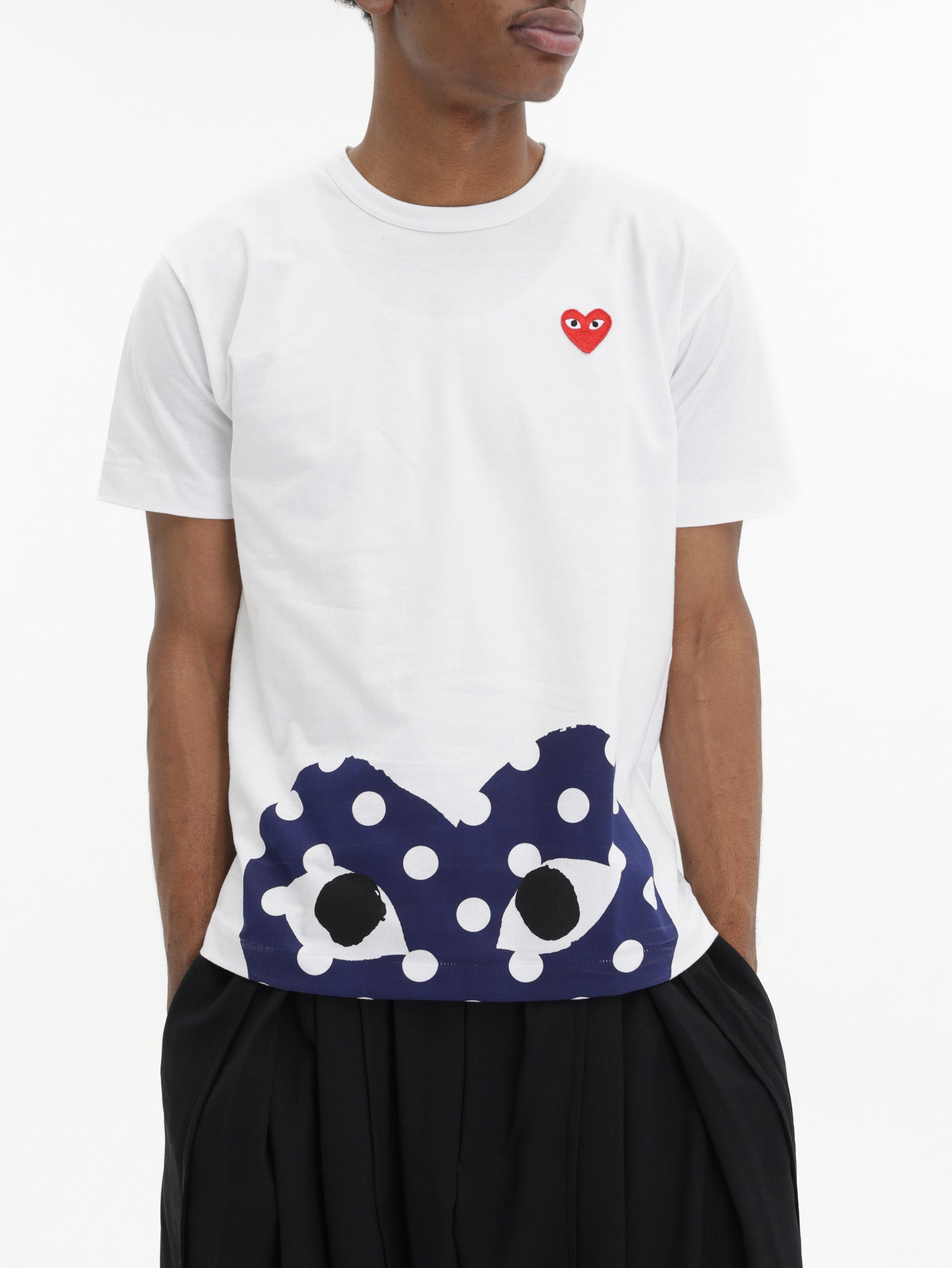 Comme Des Garcons T-Shirt Polka Dot Emblem White