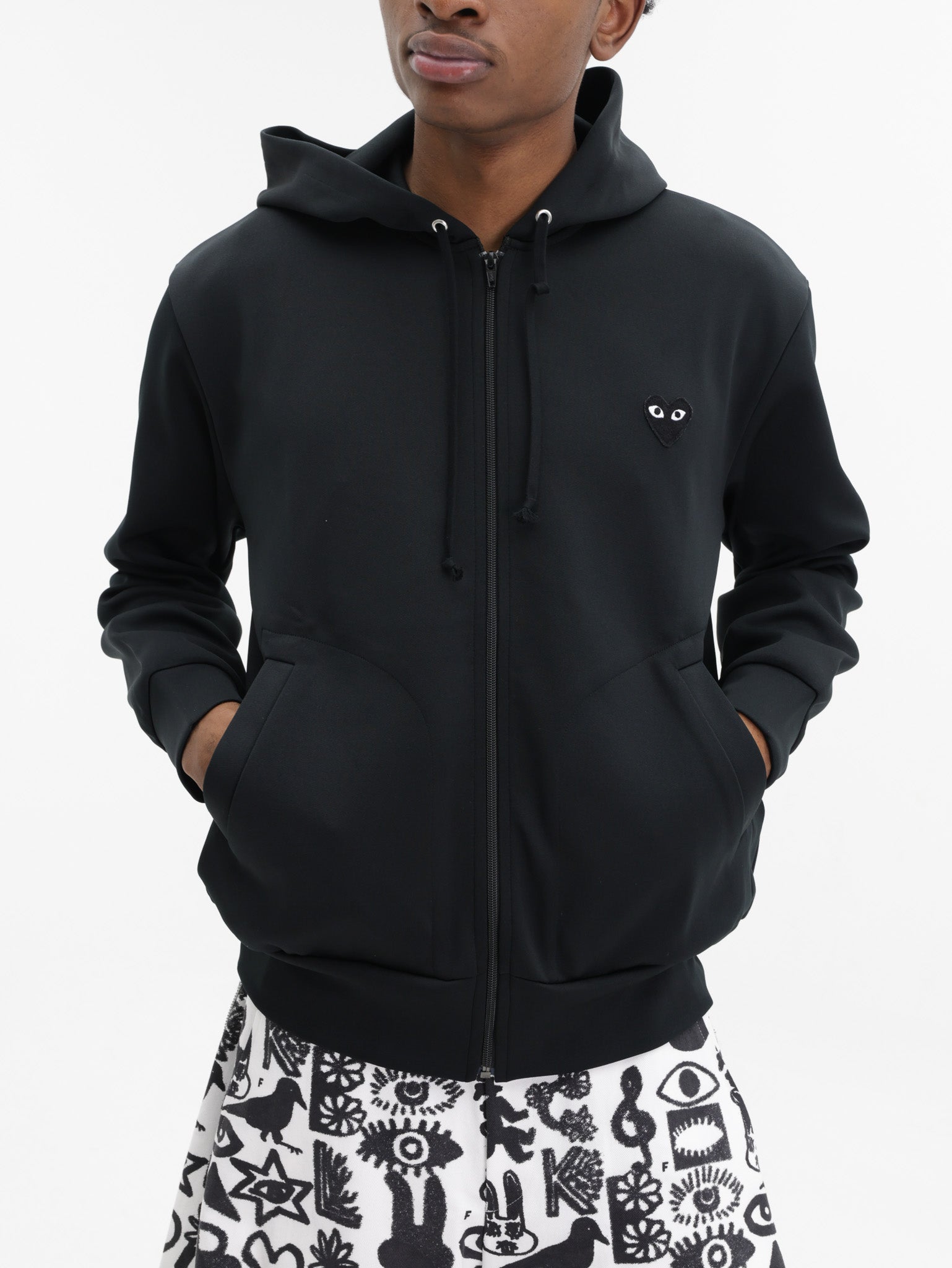 Comme Des Garcons Hoodie Black Emblem Black
