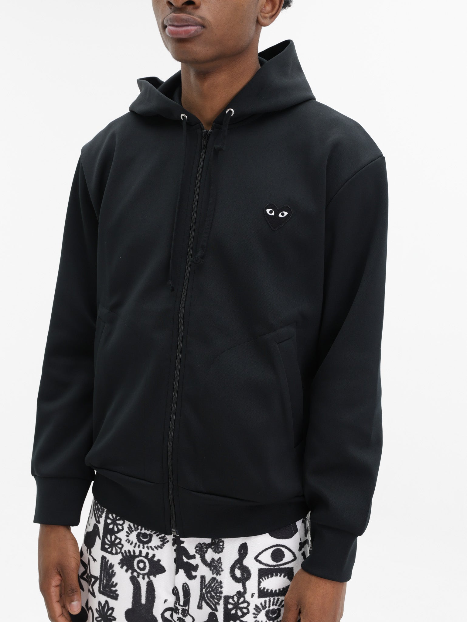 Comme Des Garcons Hoodie Black Emblem Black