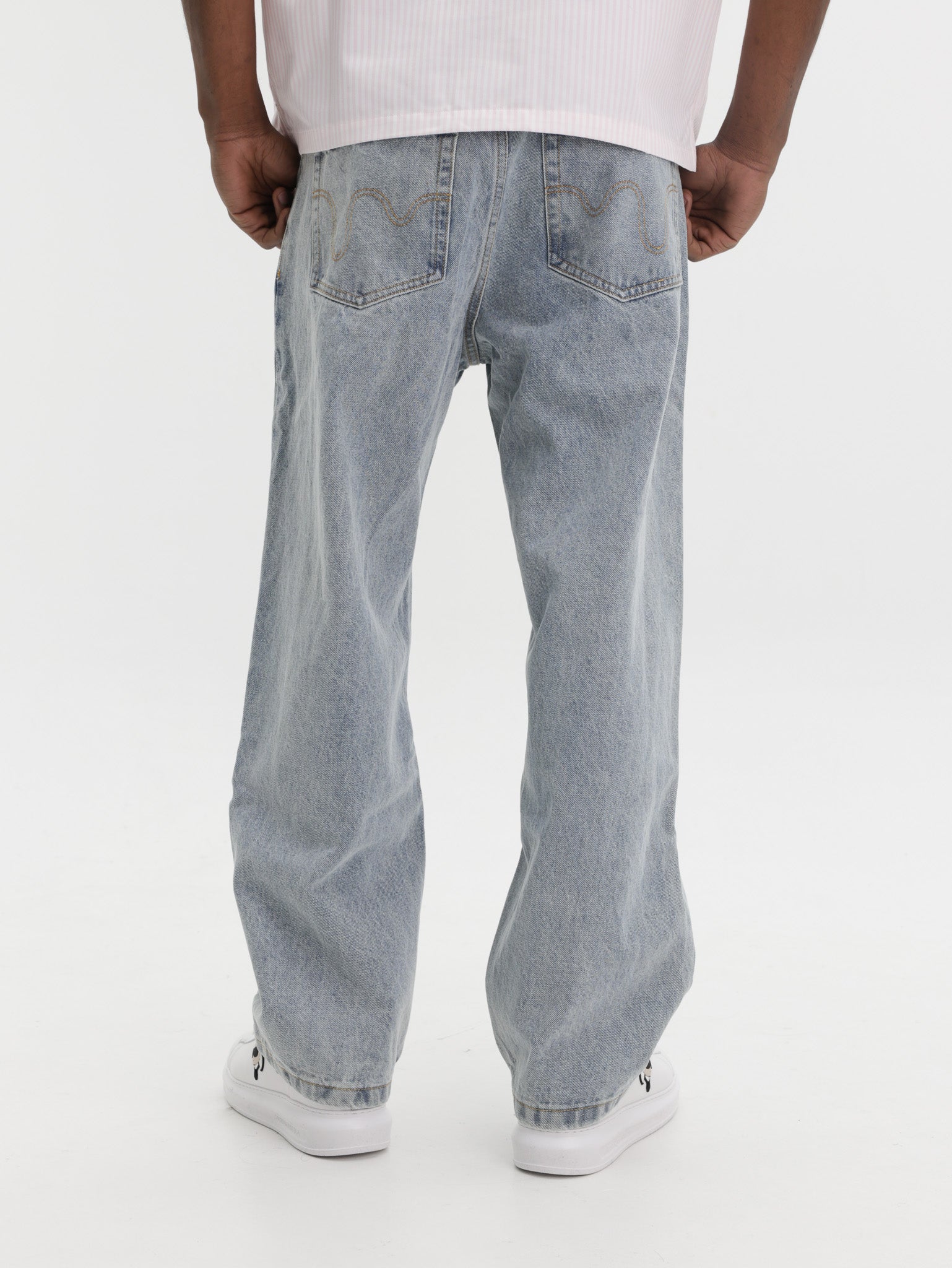 Ice-cream Pants Pink Dog Logo Light Wash