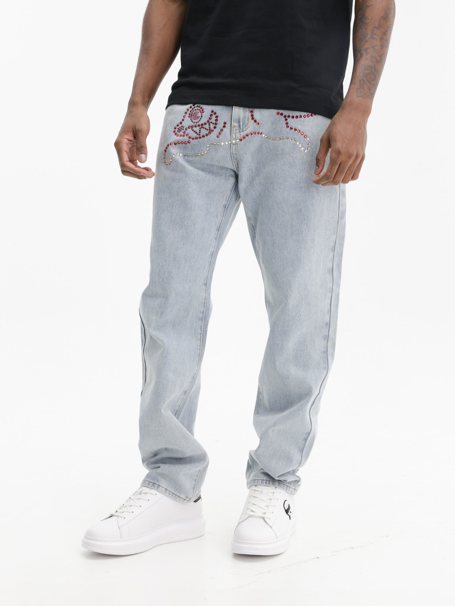 Ice-cream Pants Red Running Dog Light Wash