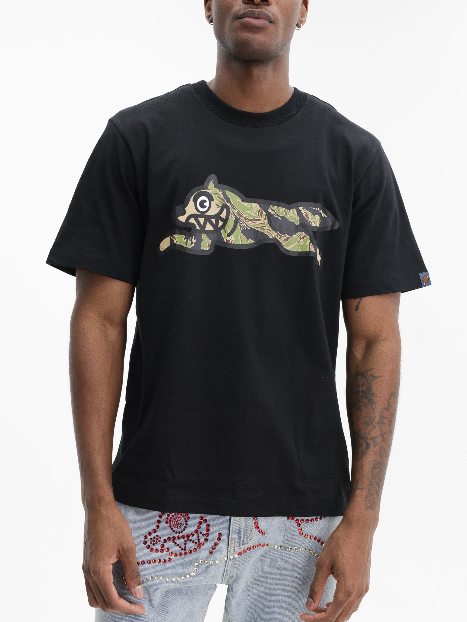 Ice-cream T-Shirt Tiger Stripe Dog Black