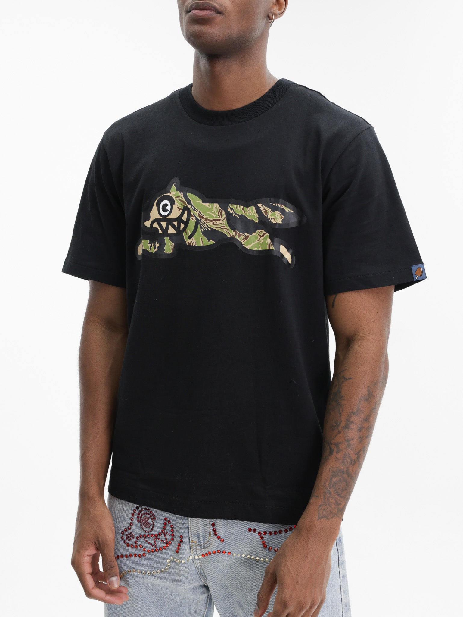 Ice-cream T-Shirt Tiger Stripe Dog Black