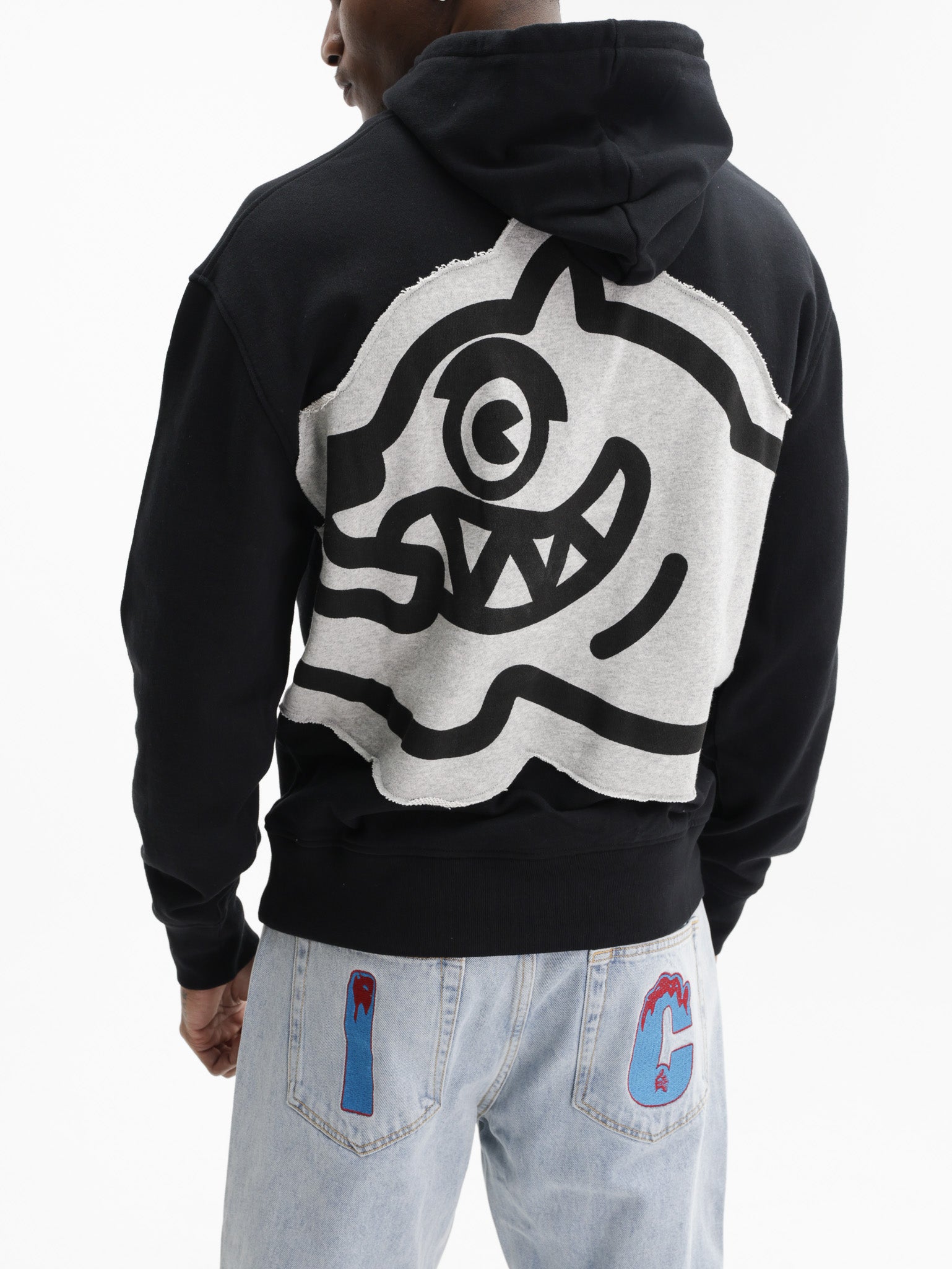 Ice-cream Hoodie Applique Popover Black