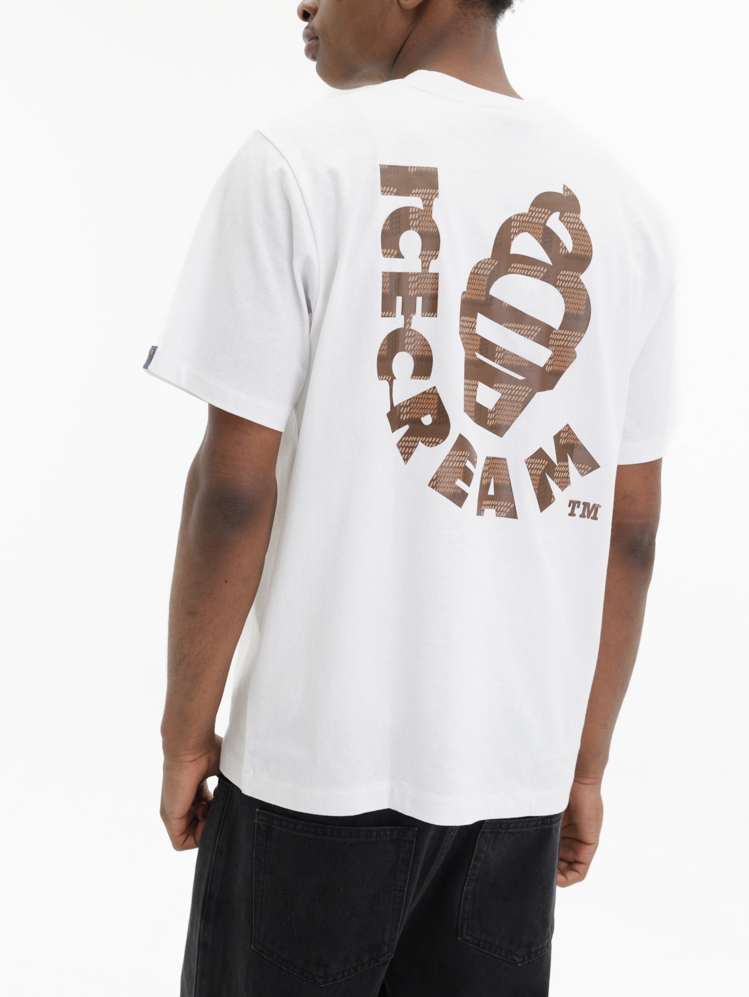 Ice-cream T-Shirt Brown Print White
