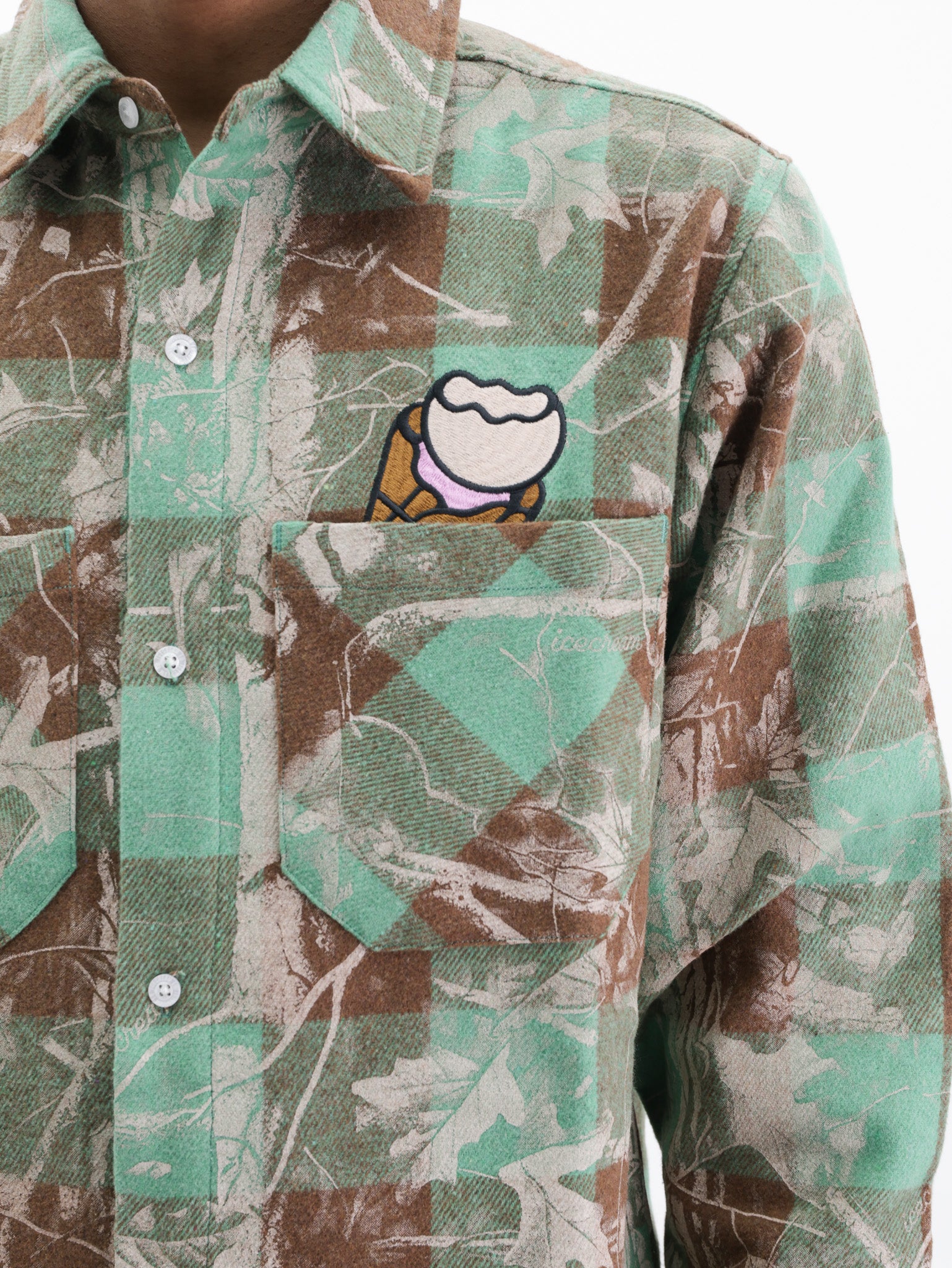 Ice-cream Shirt Checkered Brown Green
