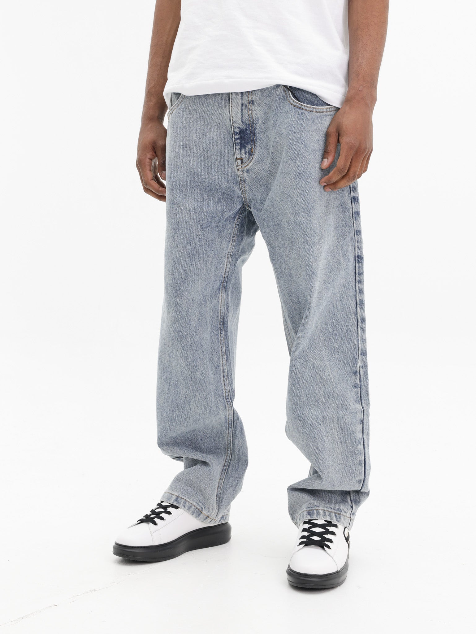 Ice-cream Jeans Plain Straight Cut Light Wash