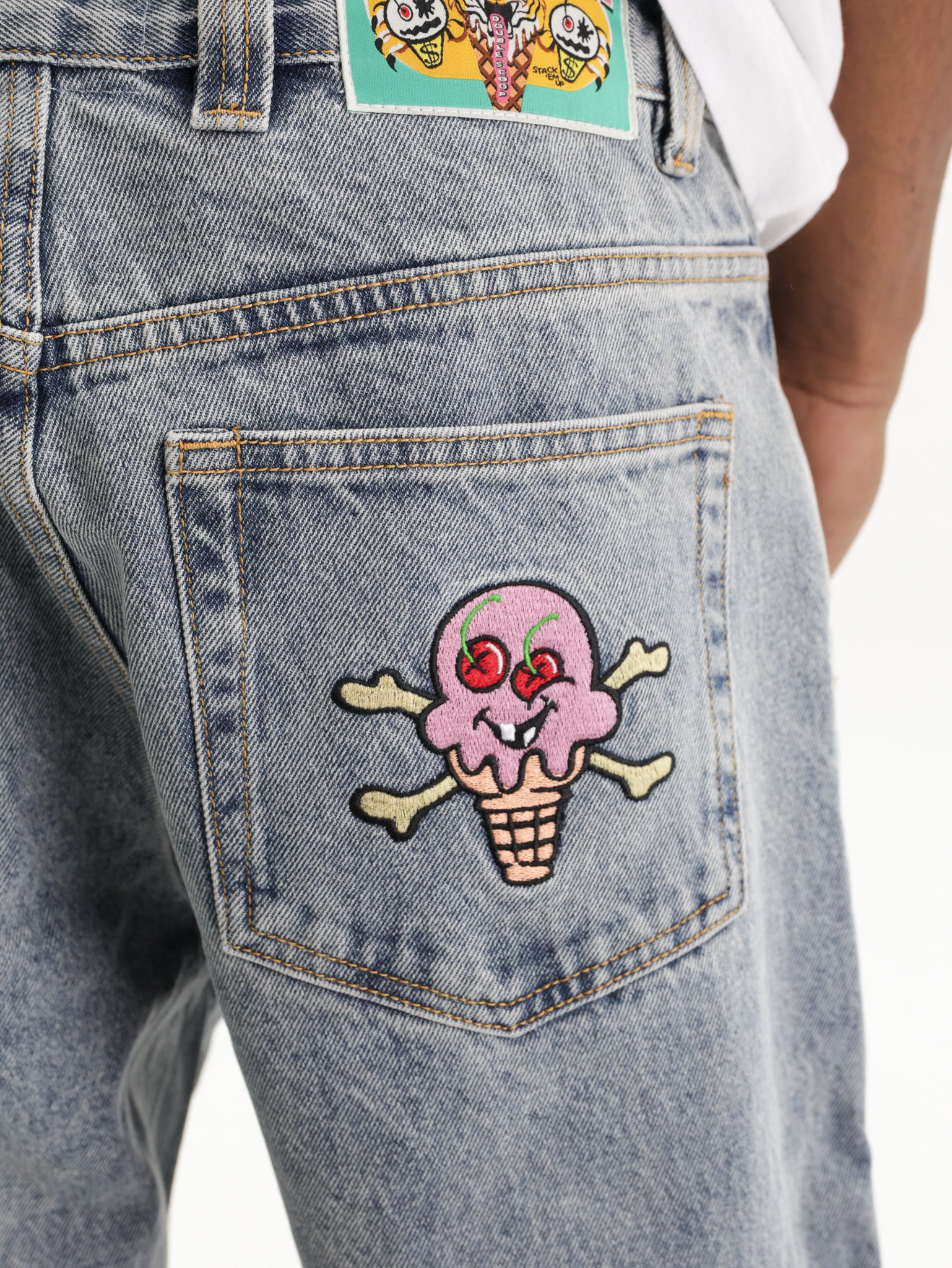 Ice-cream Jeans Plain Straight Cut Light Wash