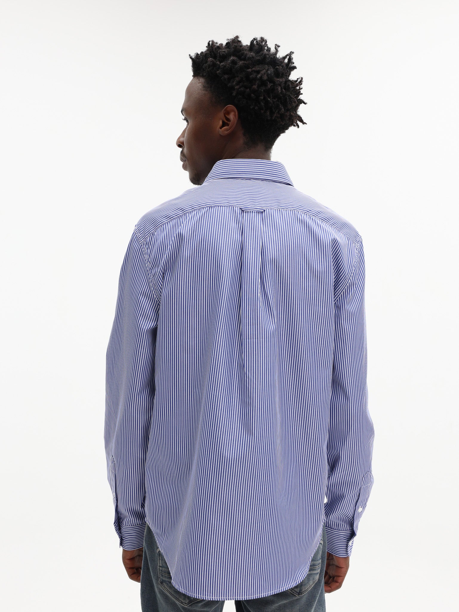 Maison Kitsune Shirt Handwriting Striped Navy