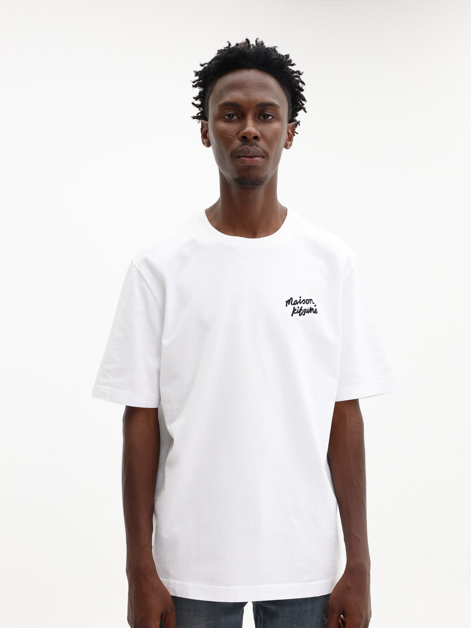 Maison Kitsune T-Shirt Handwriting Comfort White-Black