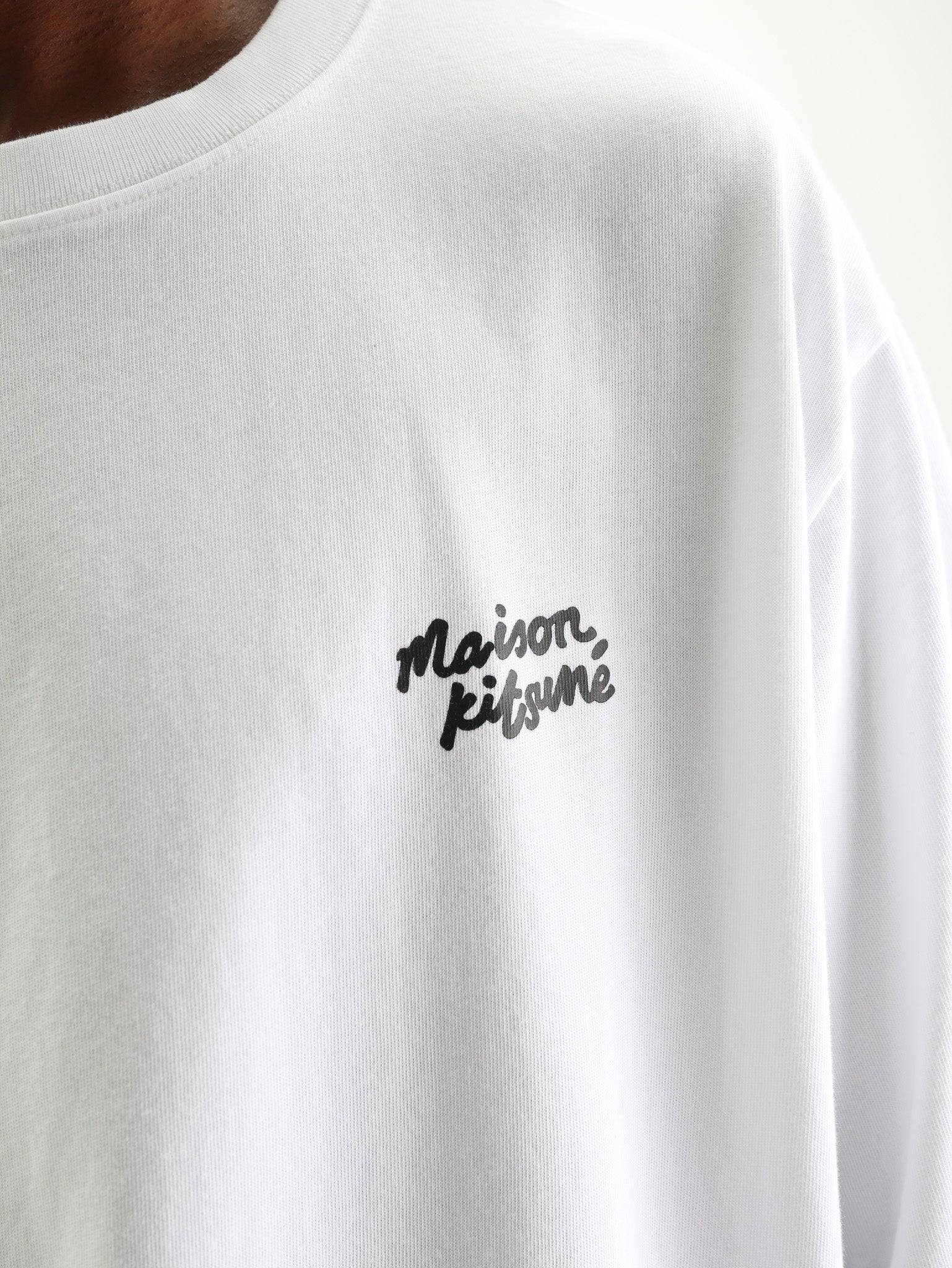 Maison Kitsune T-Shirt Handwriting Oversize White-Black