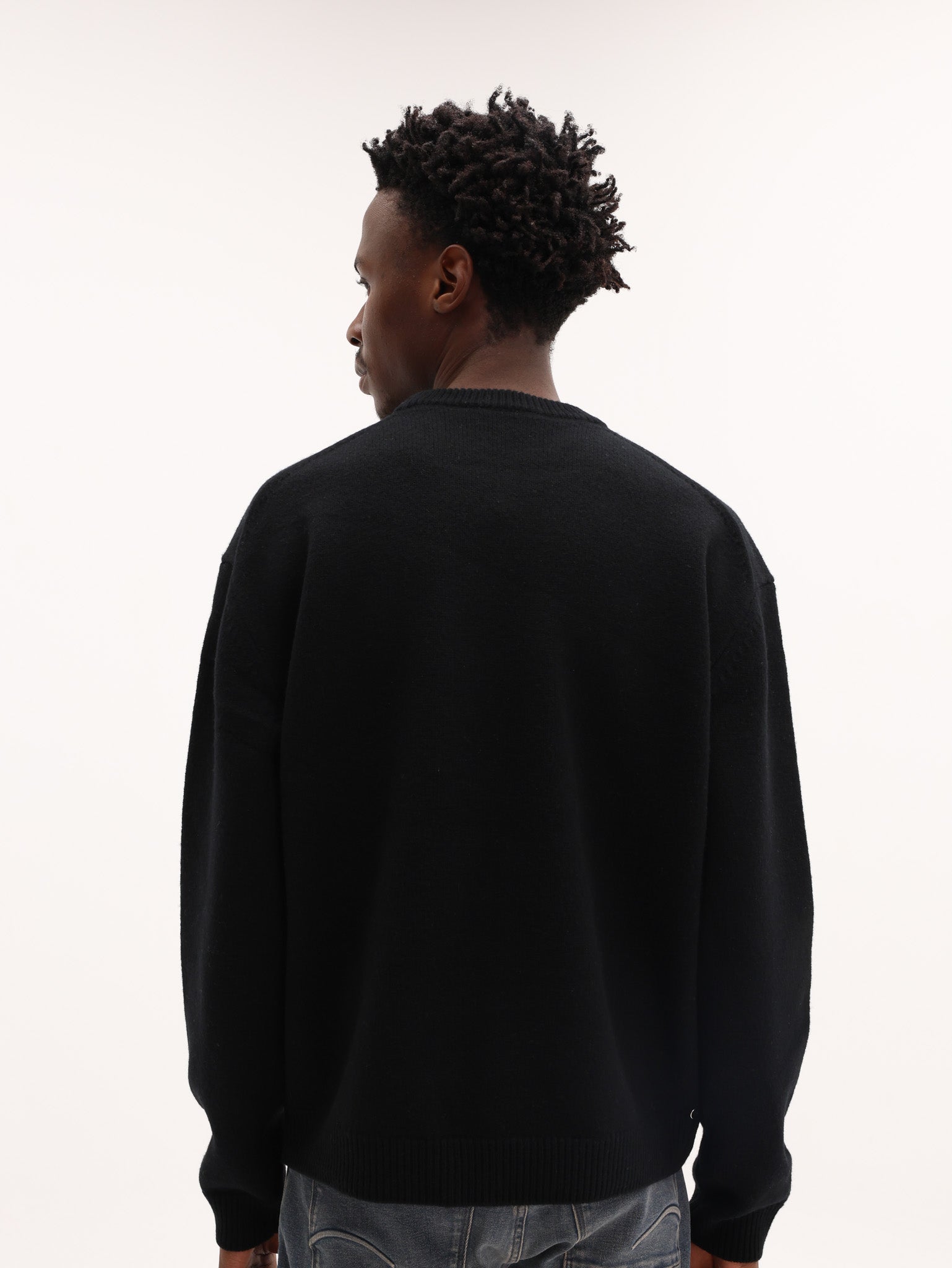 Maison Kitsune Sweater Fox Head Intarsia Black-Med Grey