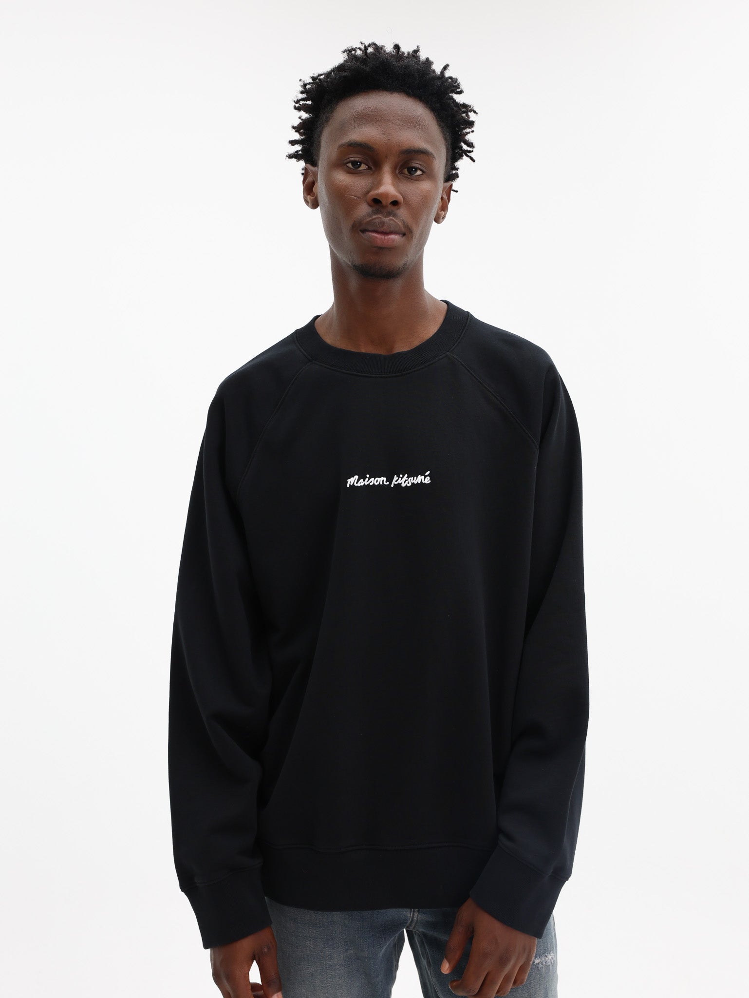 KOTSUNE トレーナー Maison Kitsune Sweater Line Handwriting Oversize Black