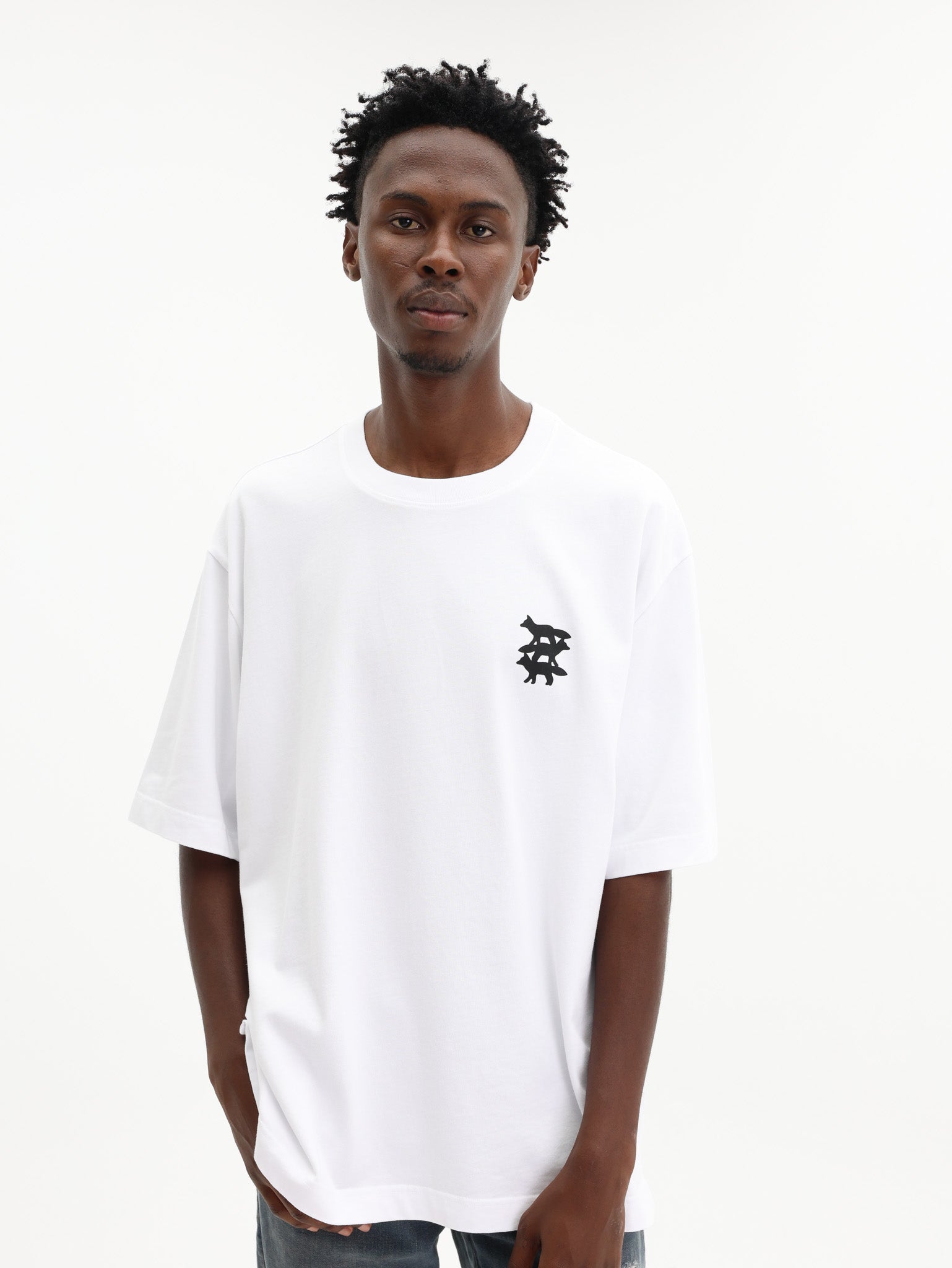 Maison Kitsune T-Shirt Stunt Fox Oversize White