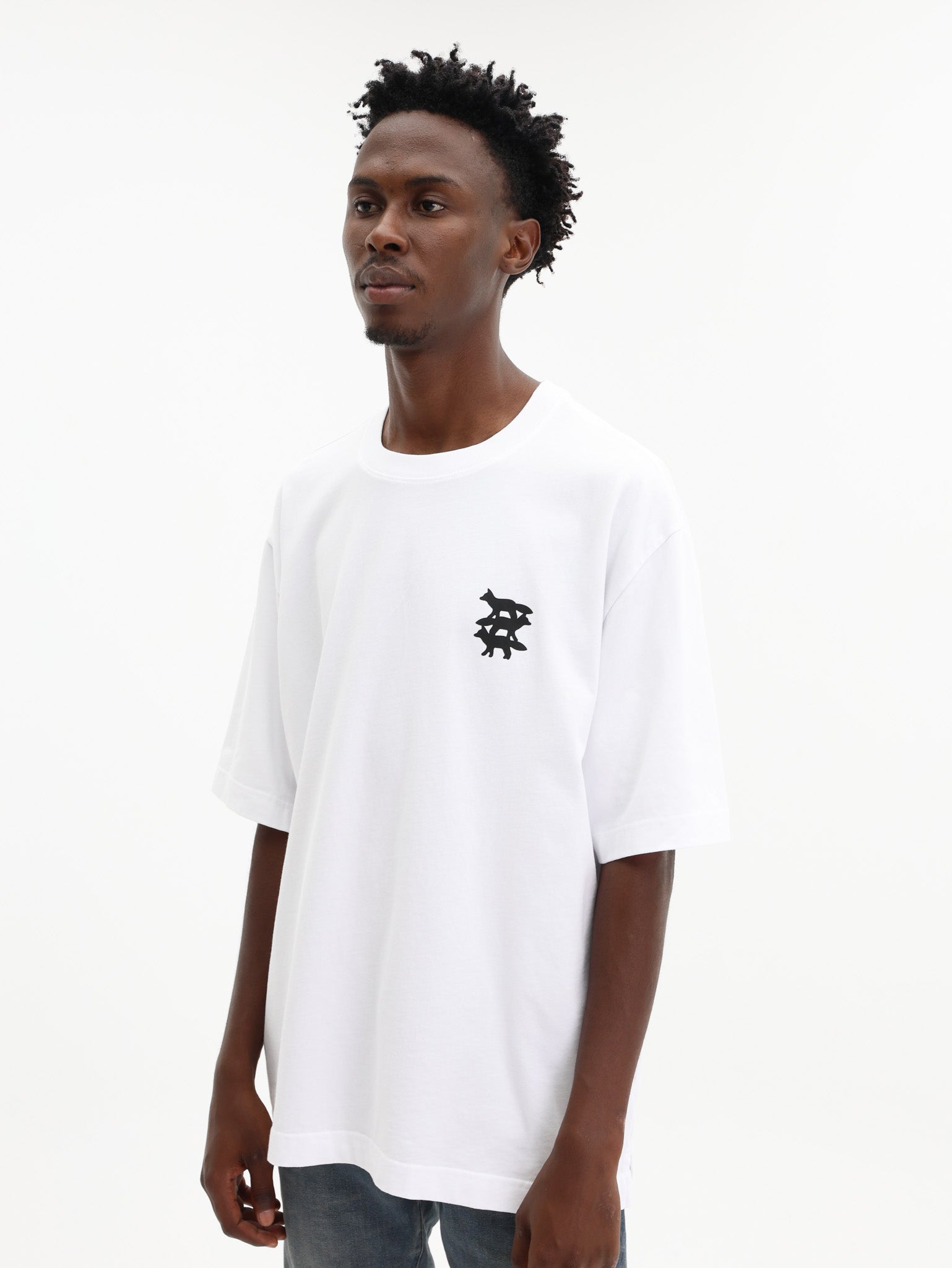 Maison Kitsune T-Shirt Stunt Fox Oversize White