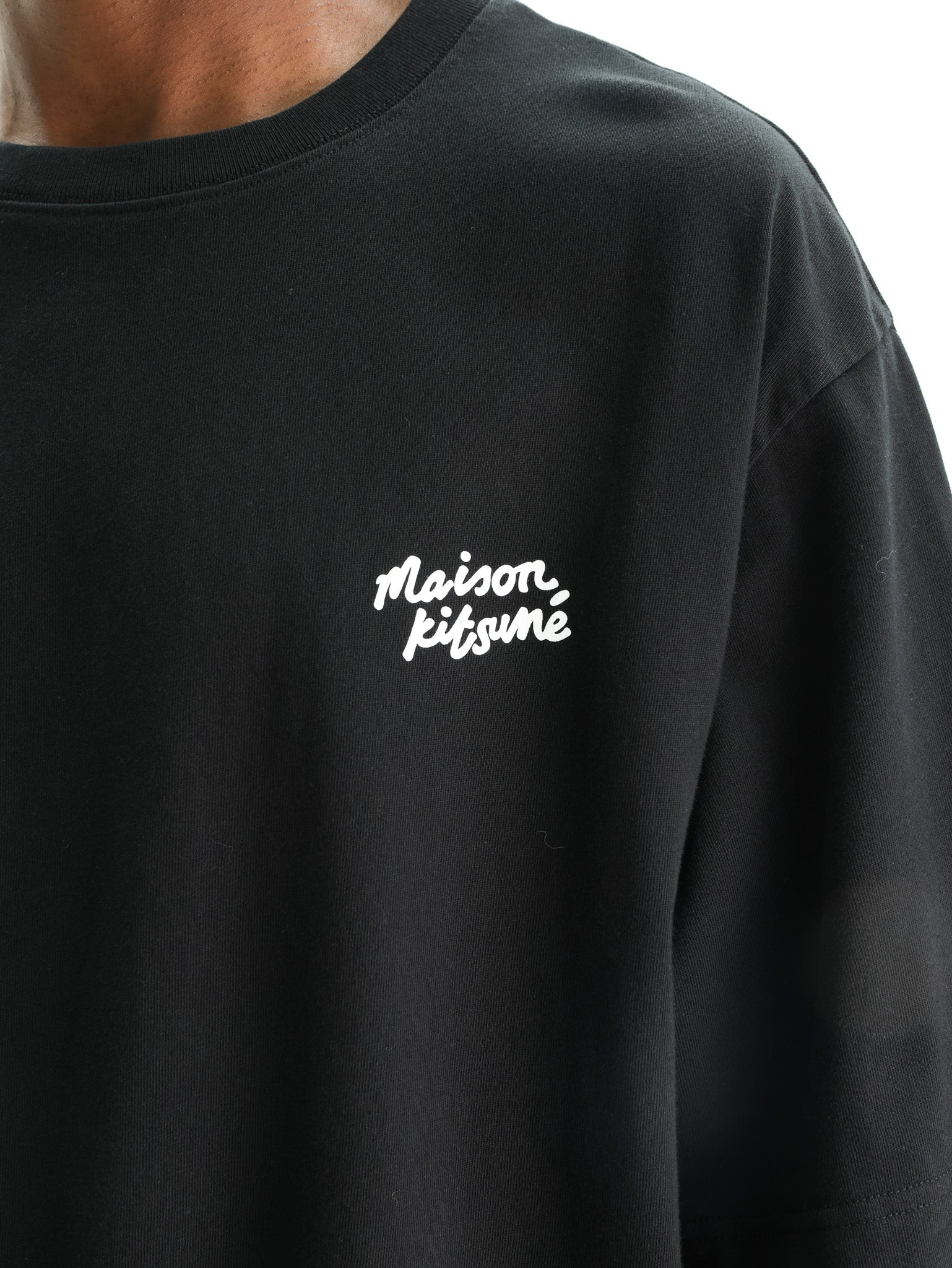 Maison Kitsune T-Shirt Handwriting Oversize Black-White