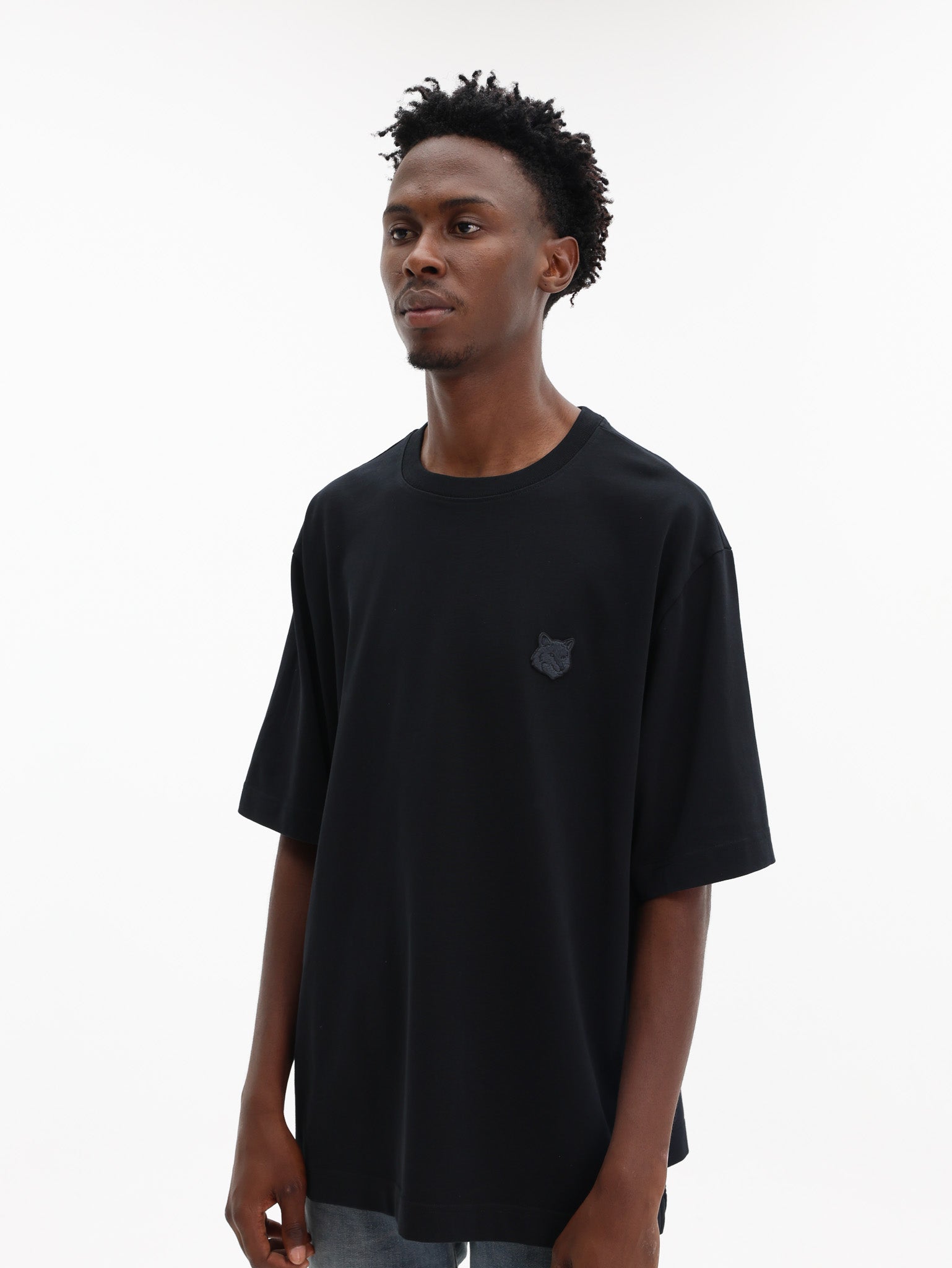 Maison Kitsune T-Shirt Fox Head Oversize Black Maison Kitsune T-Shirt Fox Head Oversize Black