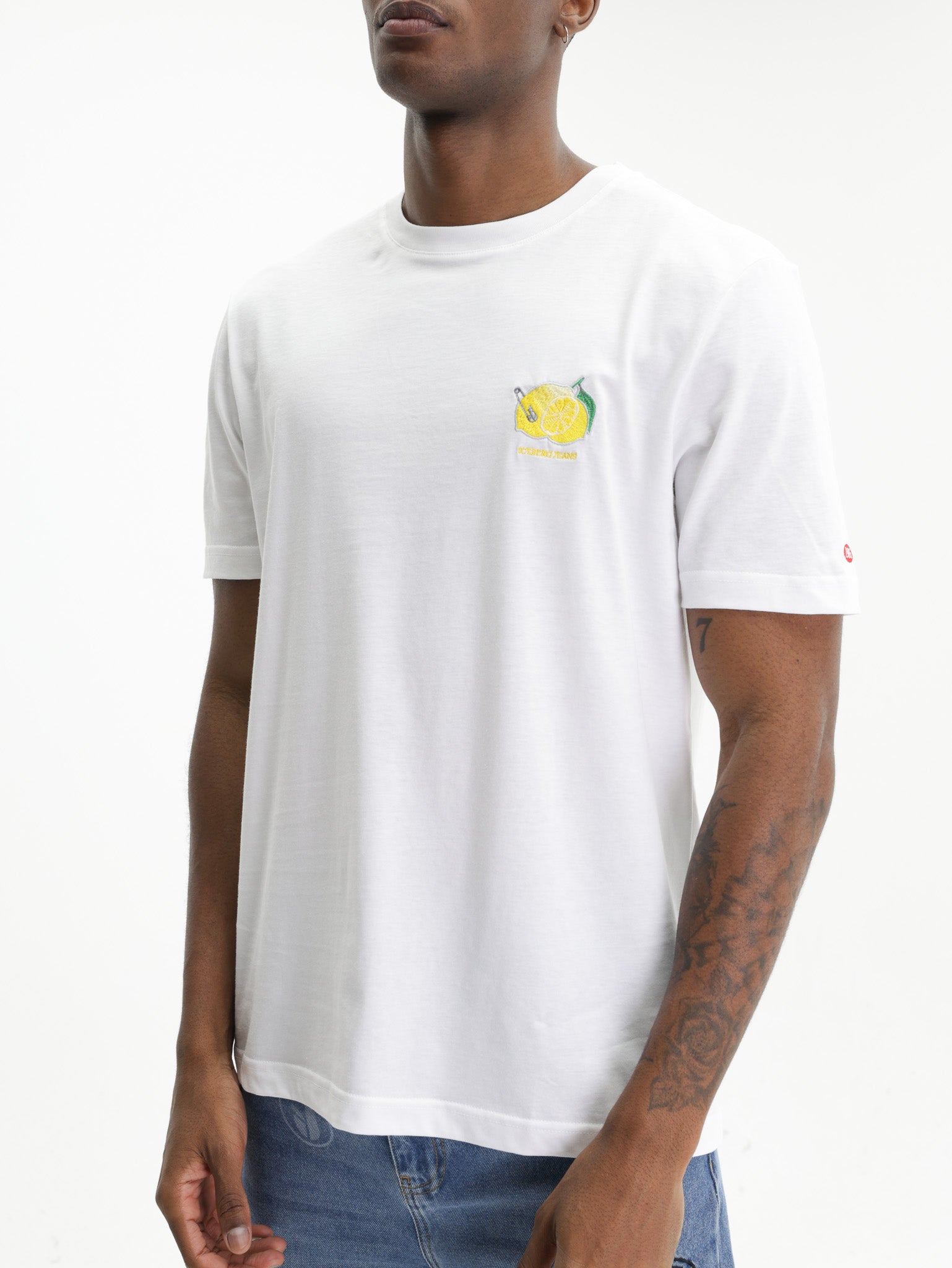 Iceberg Jeans T-Shirt Lemon Logo Print White