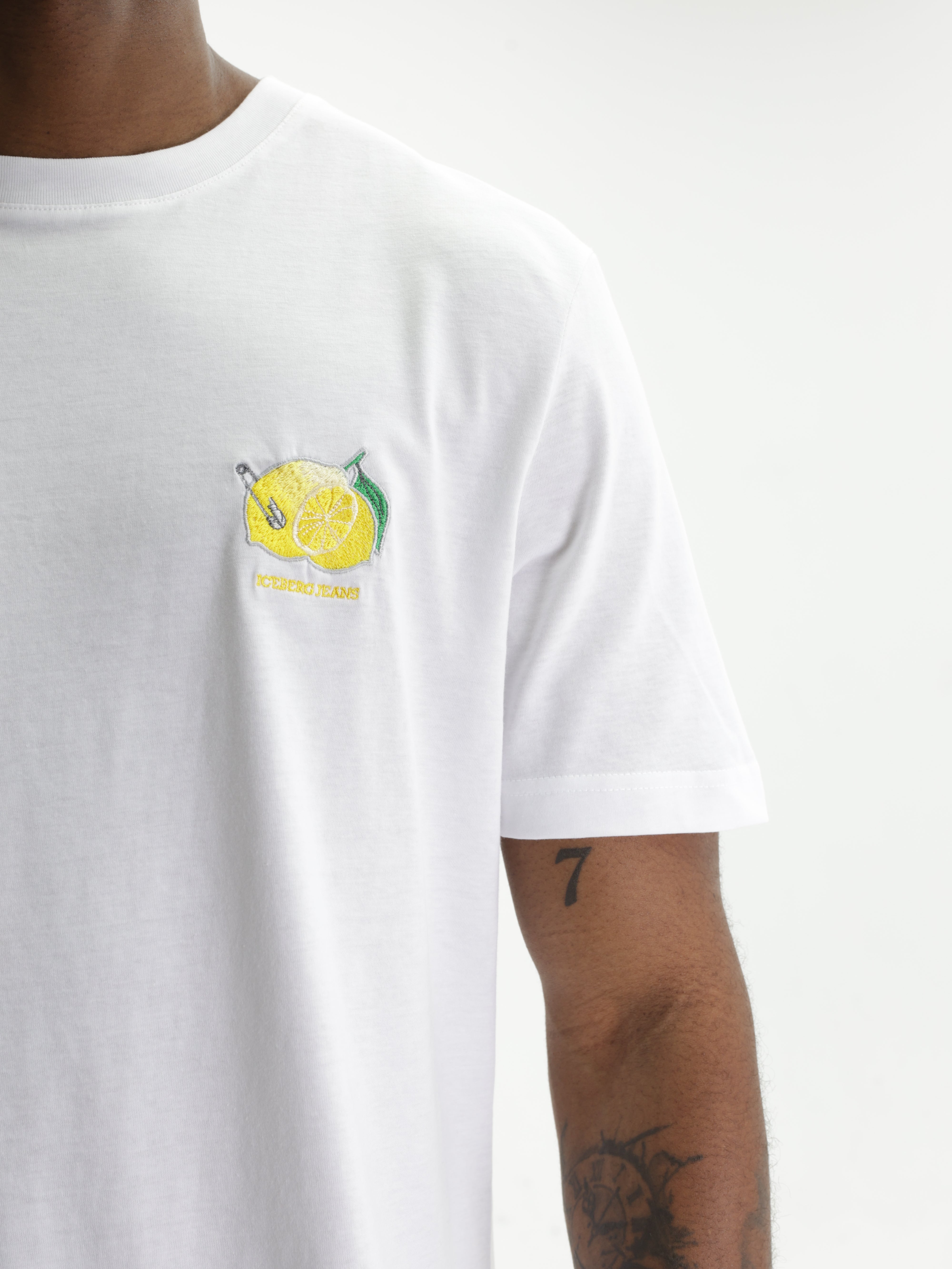 Iceberg Jeans T-Shirt Lemon Logo Print White