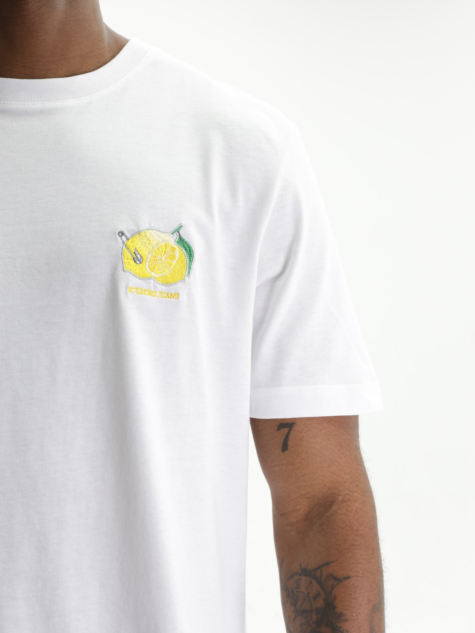Iceberg Jeans T-Shirt Lemon Logo Print White