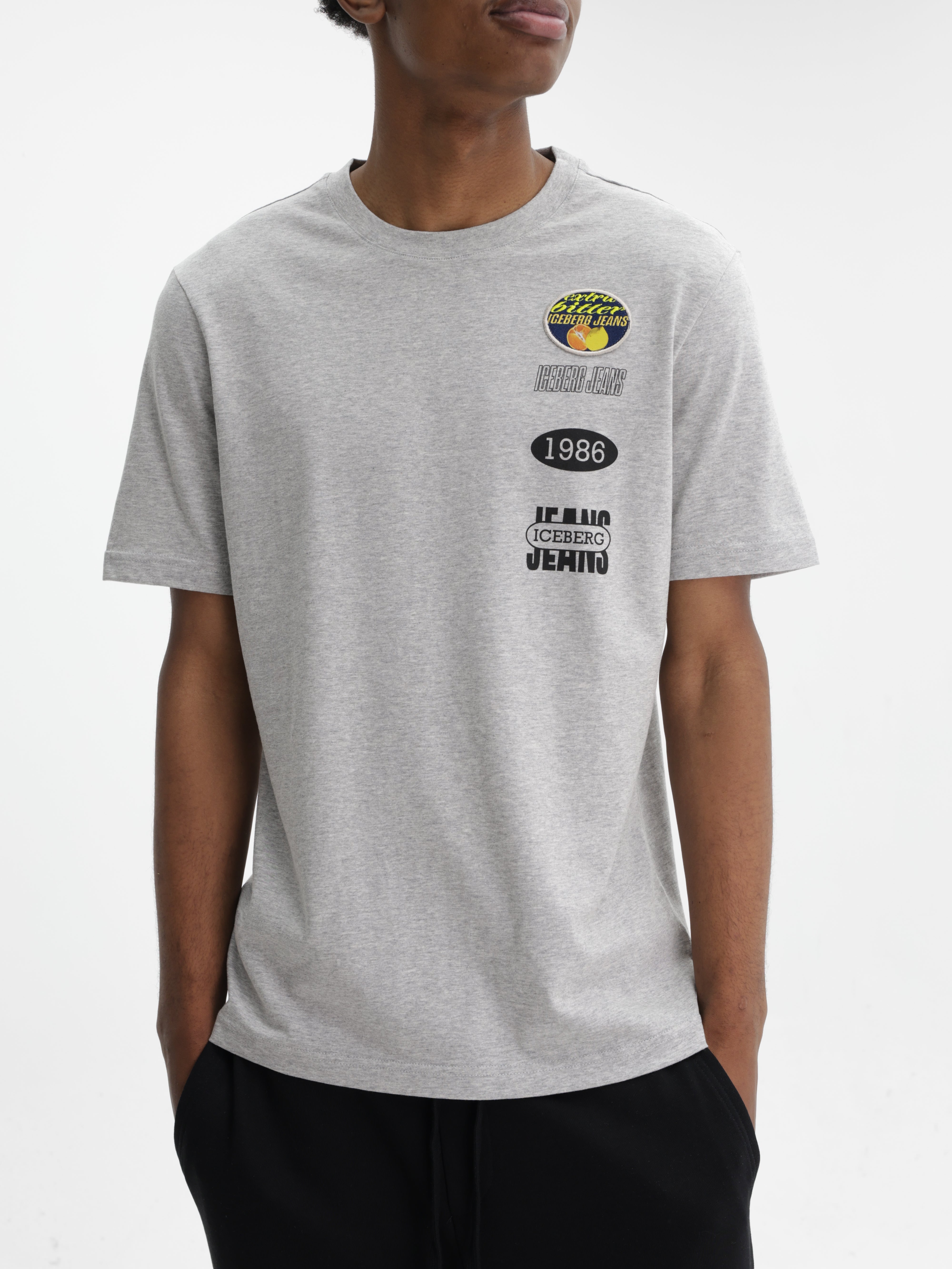 Iceberg Jeans T-Shirt 1986 Ibj Logo Print Grey