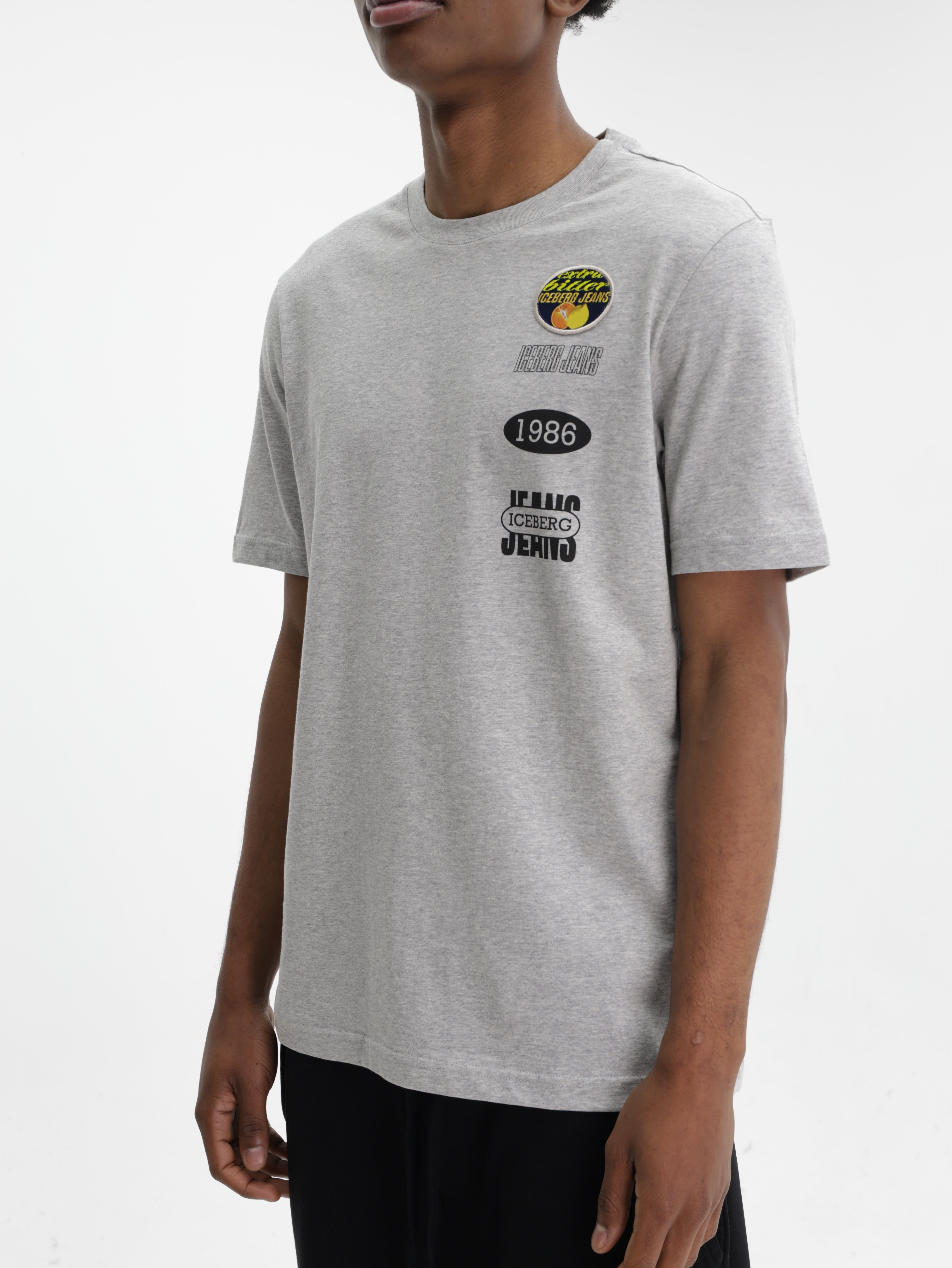 Iceberg Jeans T-Shirt 1986 Ibj Logo Print Grey