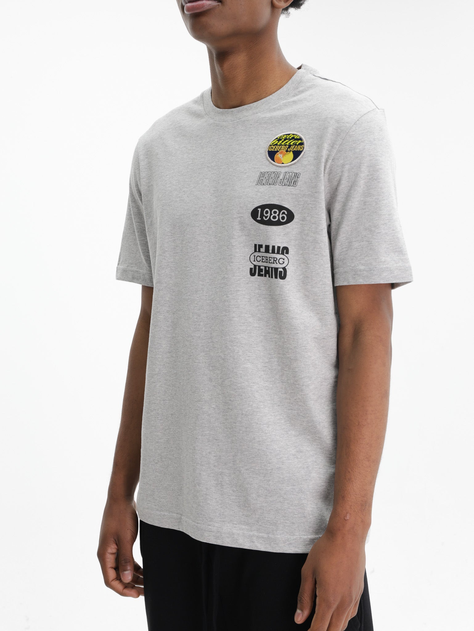 Iceberg Jeans T-Shirt 1986 Ibj Logo Print Grey