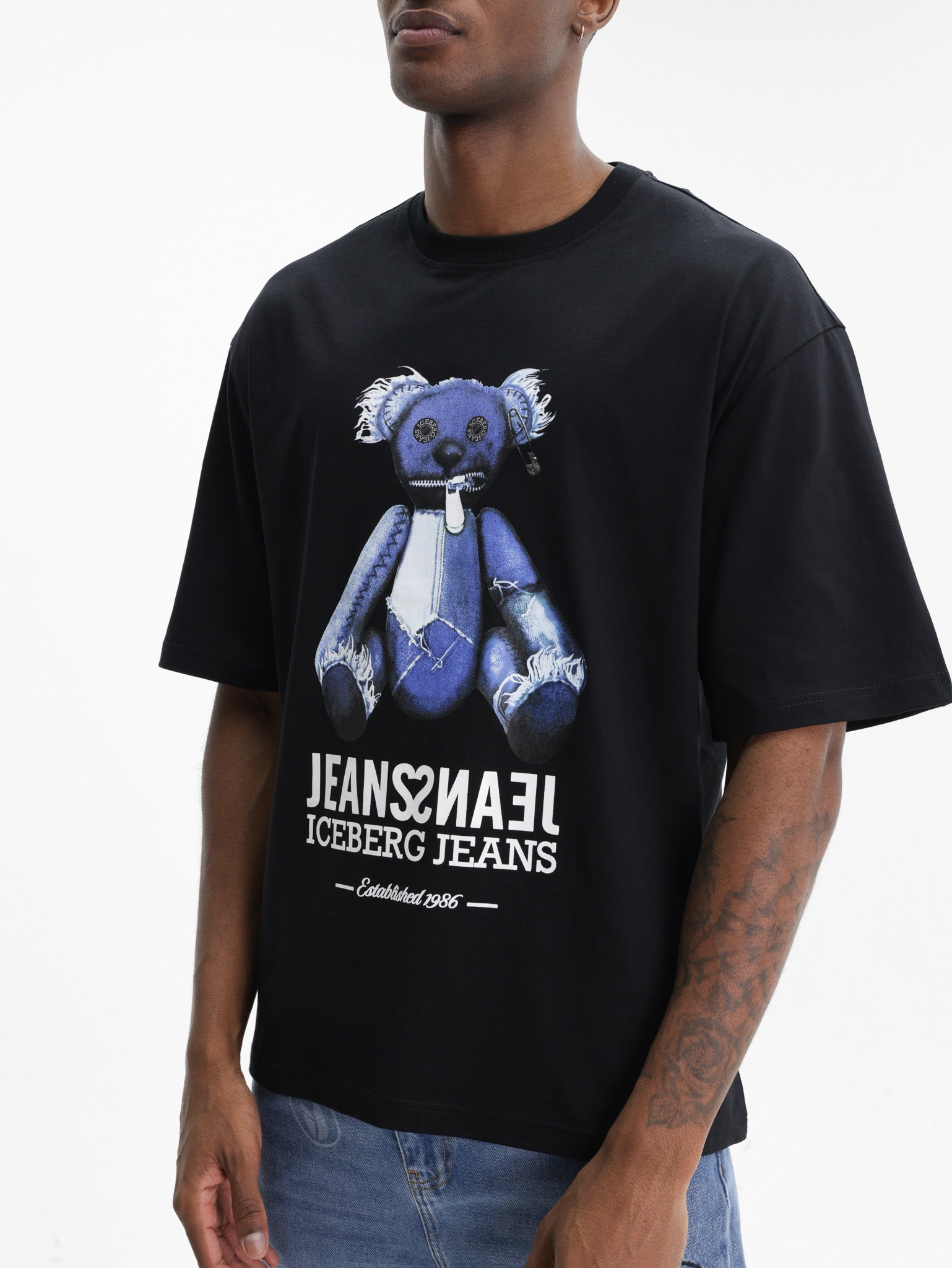 Iceberg Jeans T-Shirt Teddy Print Black