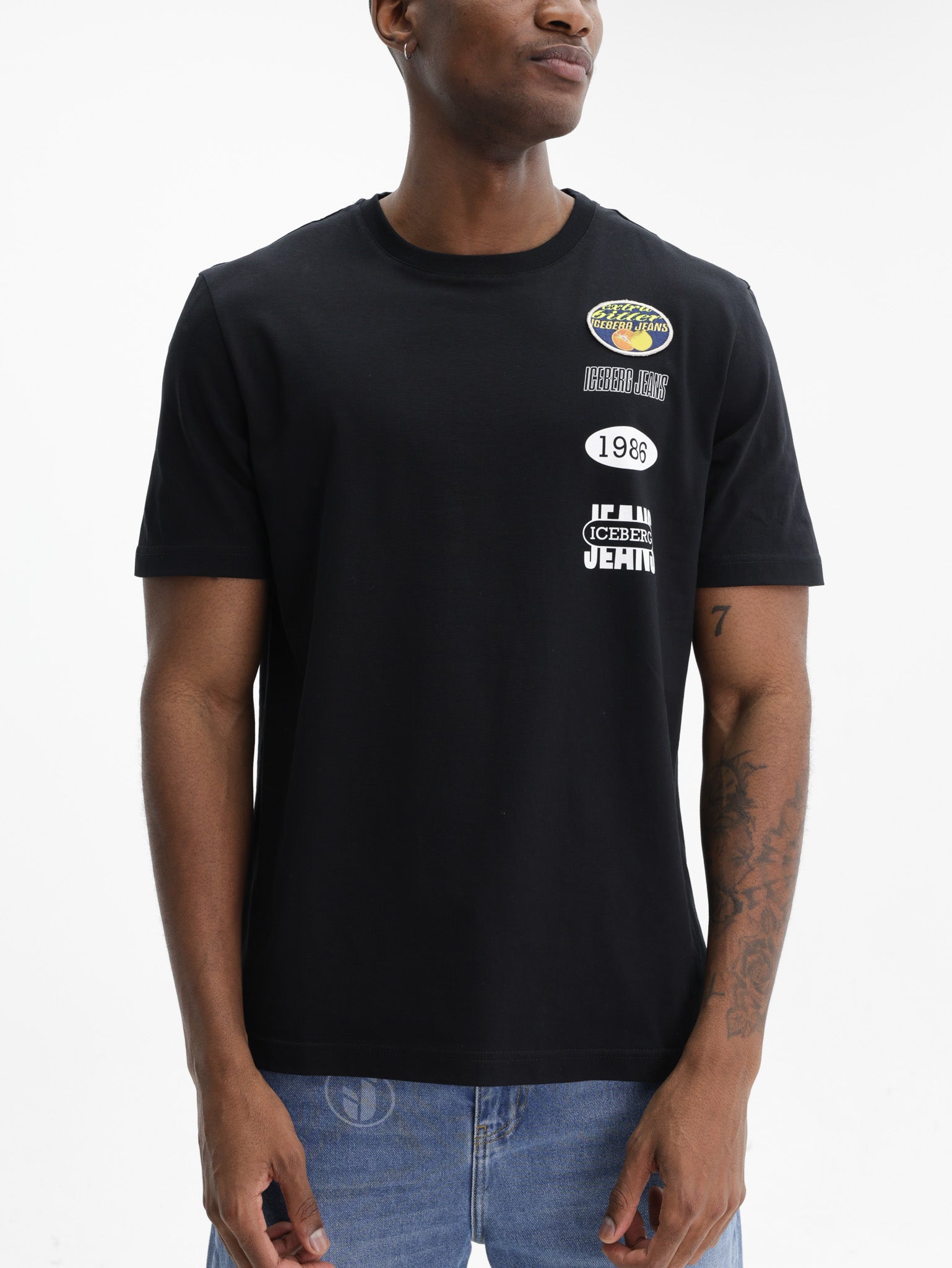 Iceberg Jeans T-Shirt 1986 Ibj Logo Print Black