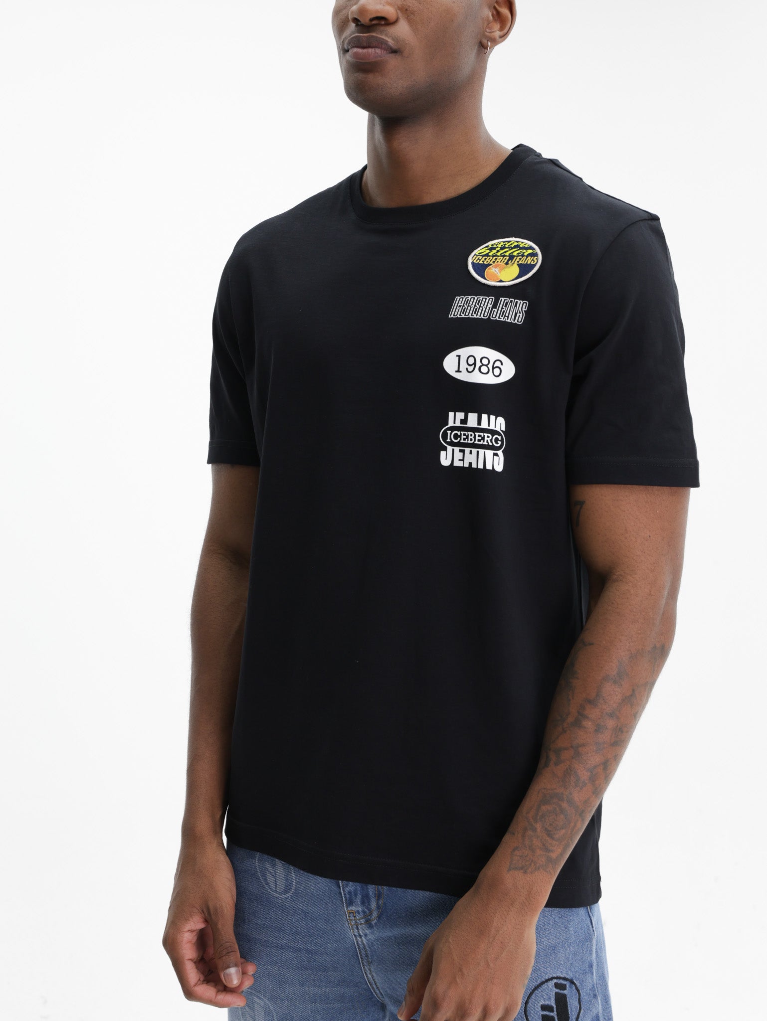 Iceberg Jeans T-Shirt 1986 Ibj Logo Print Black