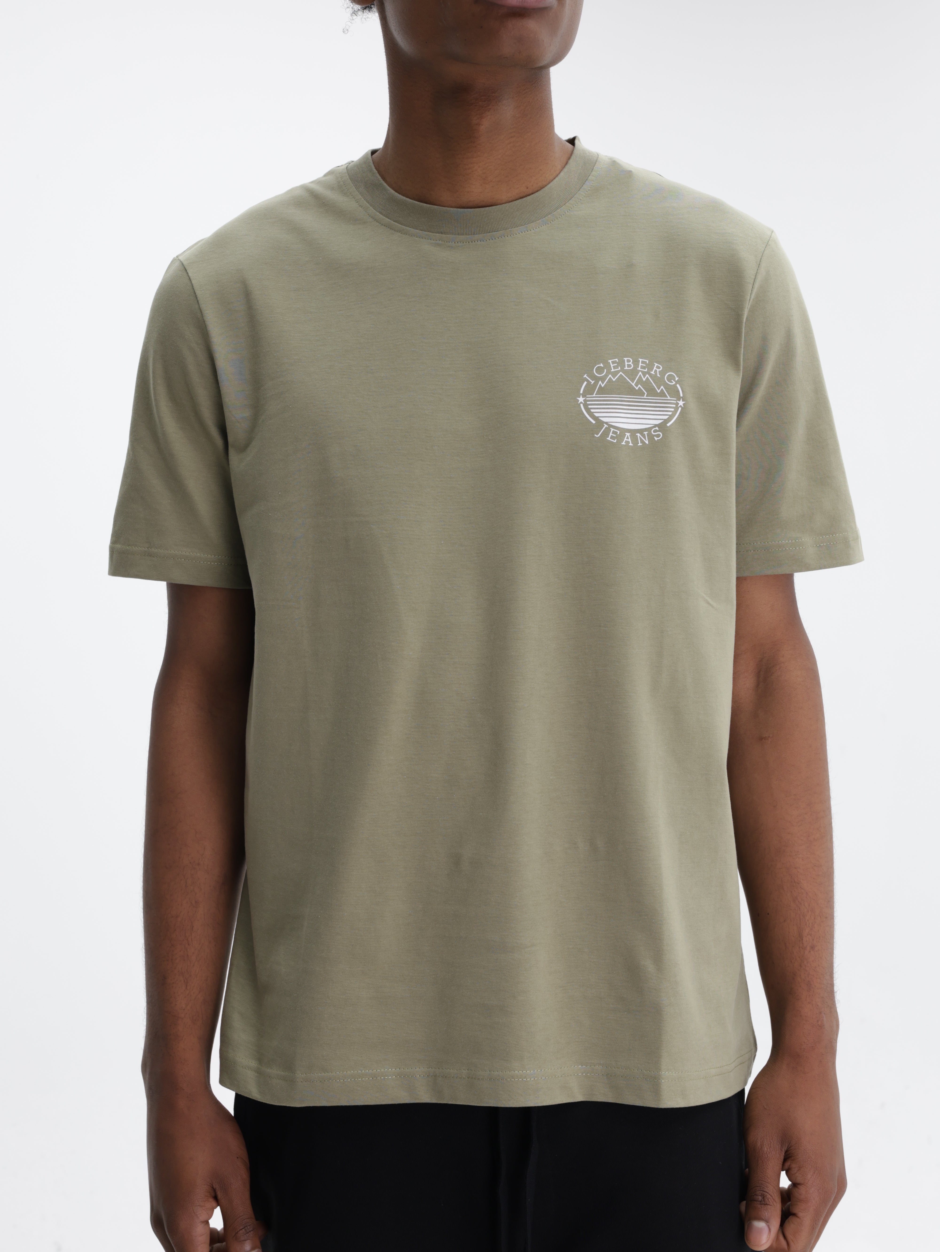 Iceberg Jeans T-Shirt Mountain Logo Print Sage