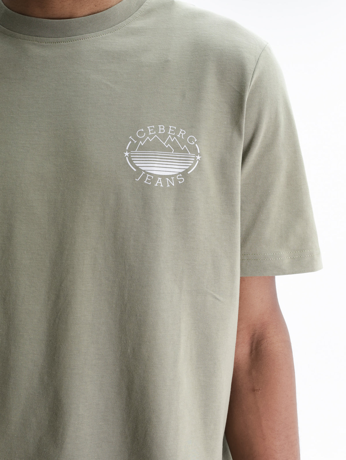 Iceberg Jeans T-Shirt Mountain Logo Print Sage