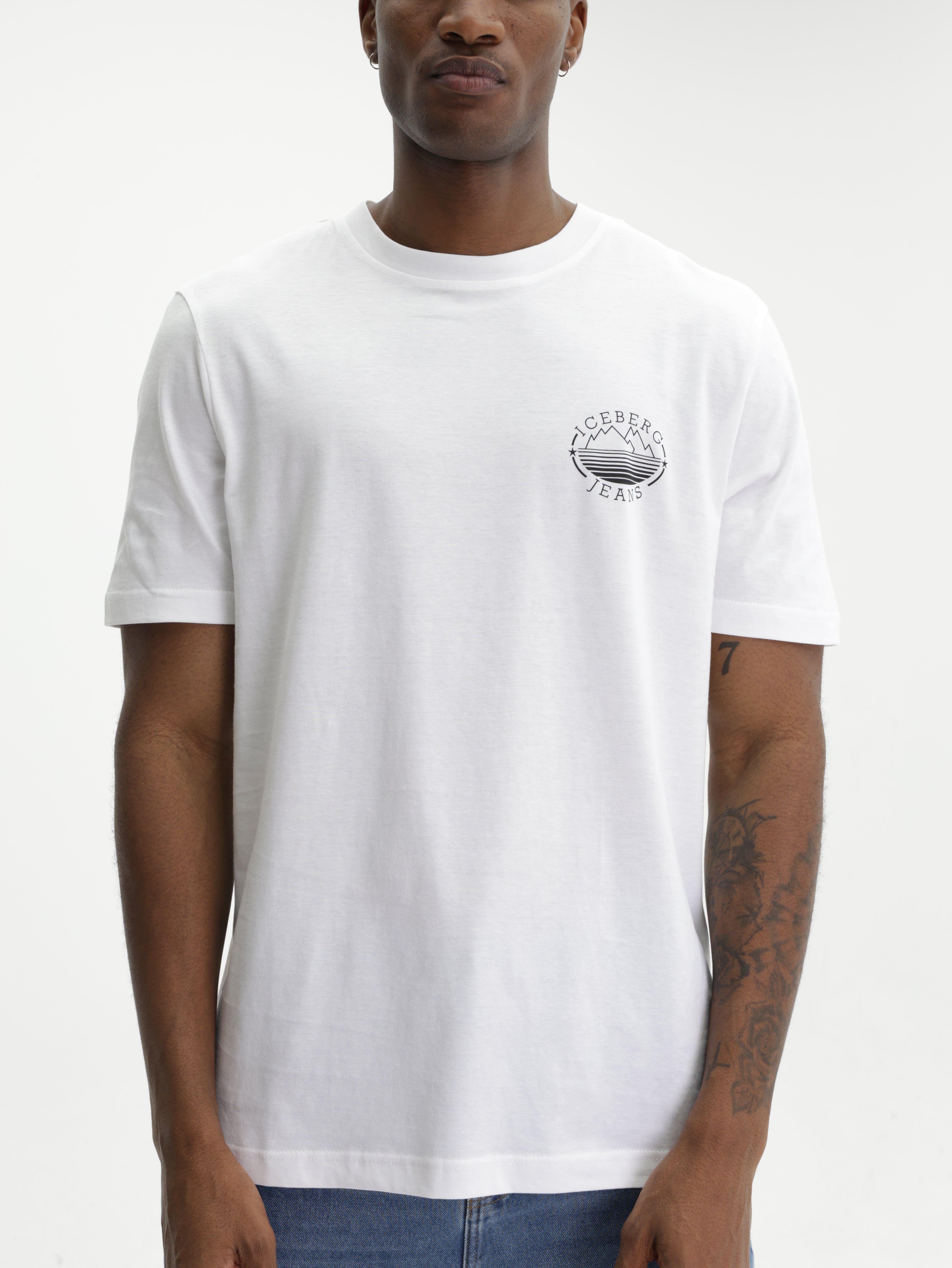 Iceberg Jeans T-Shirt Mountain Logo Print White