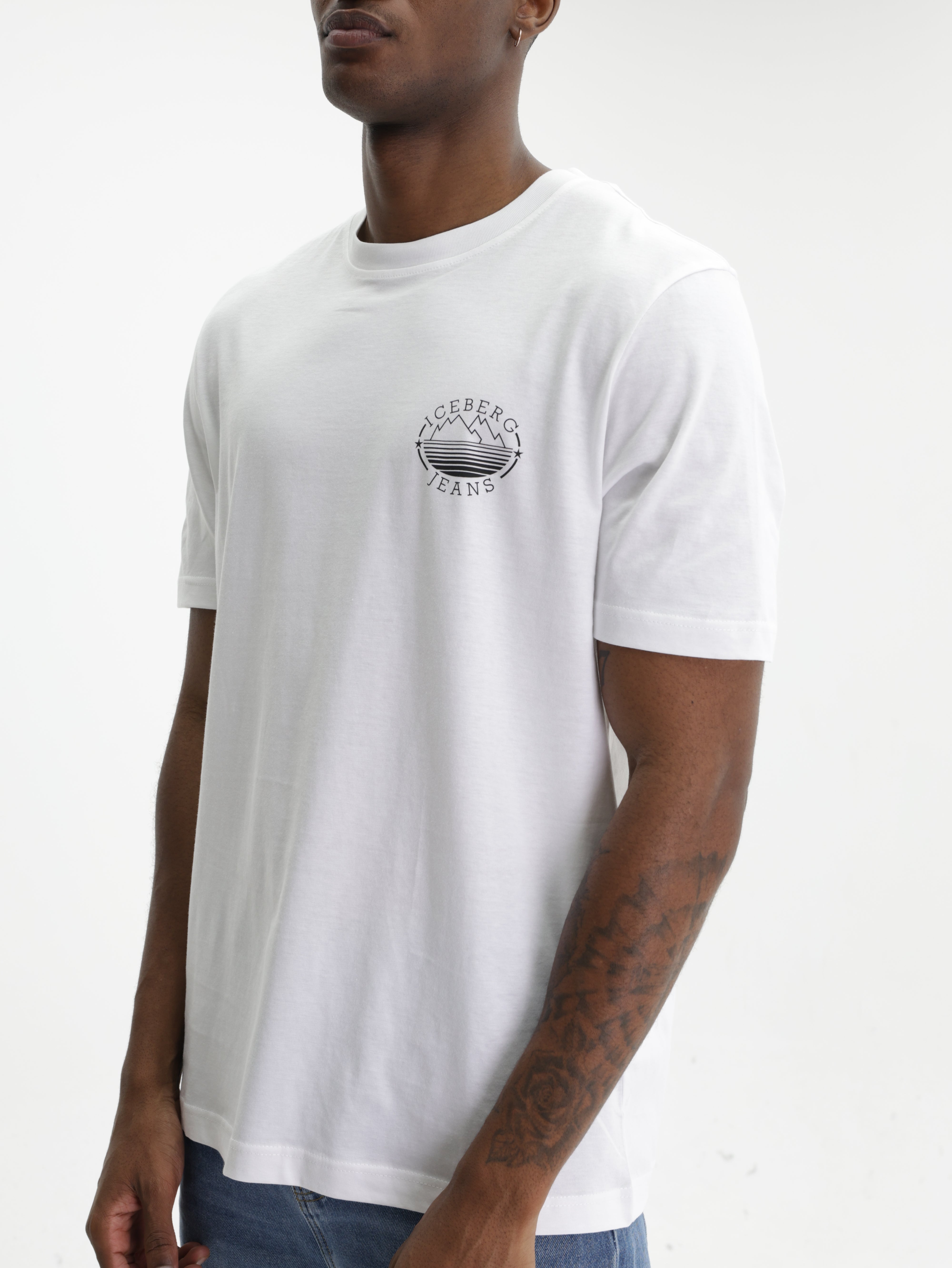 Iceberg Jeans T-Shirt Mountain Logo Print White