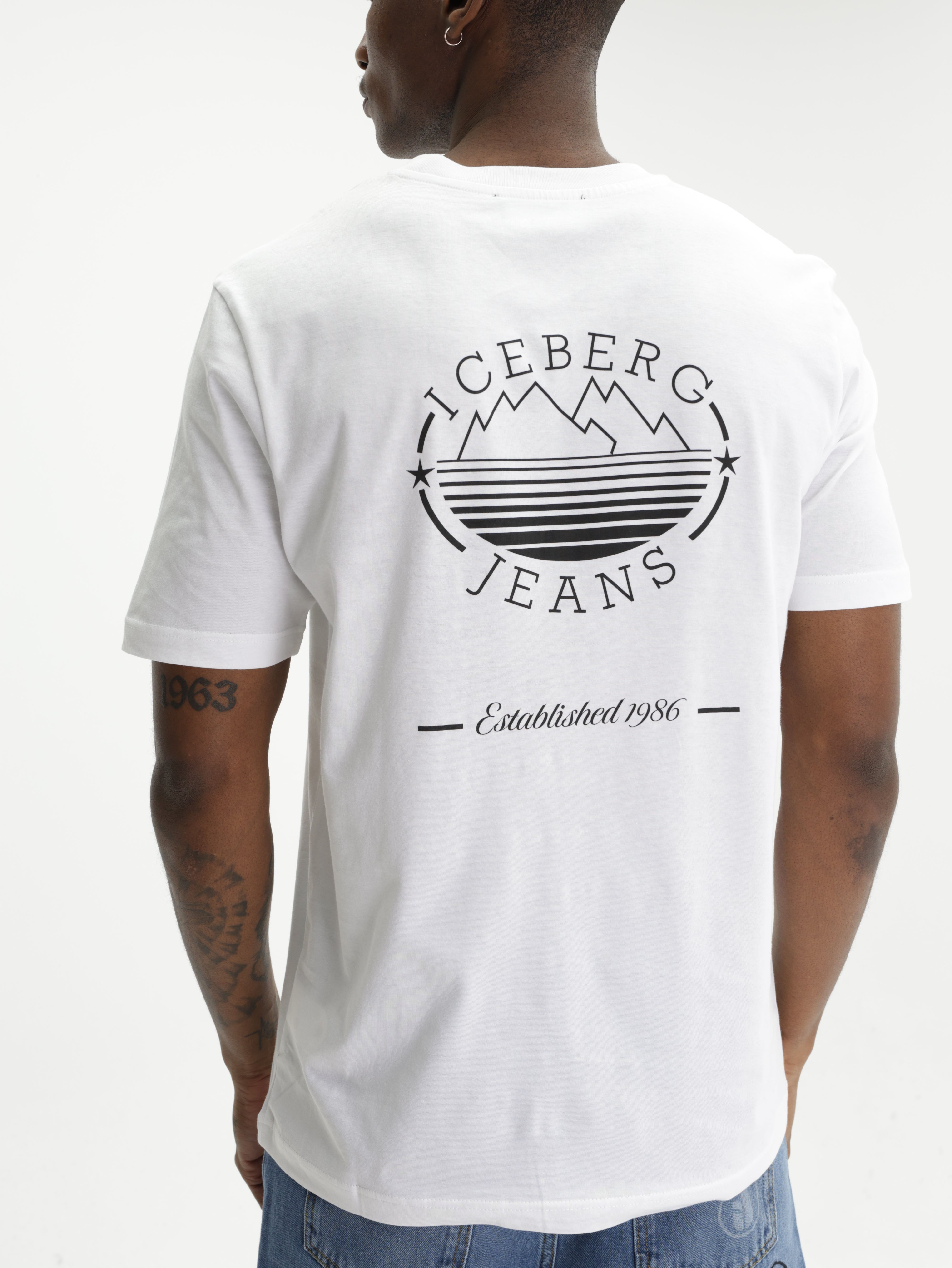 Iceberg Jeans T-Shirt Mountain Logo Print White