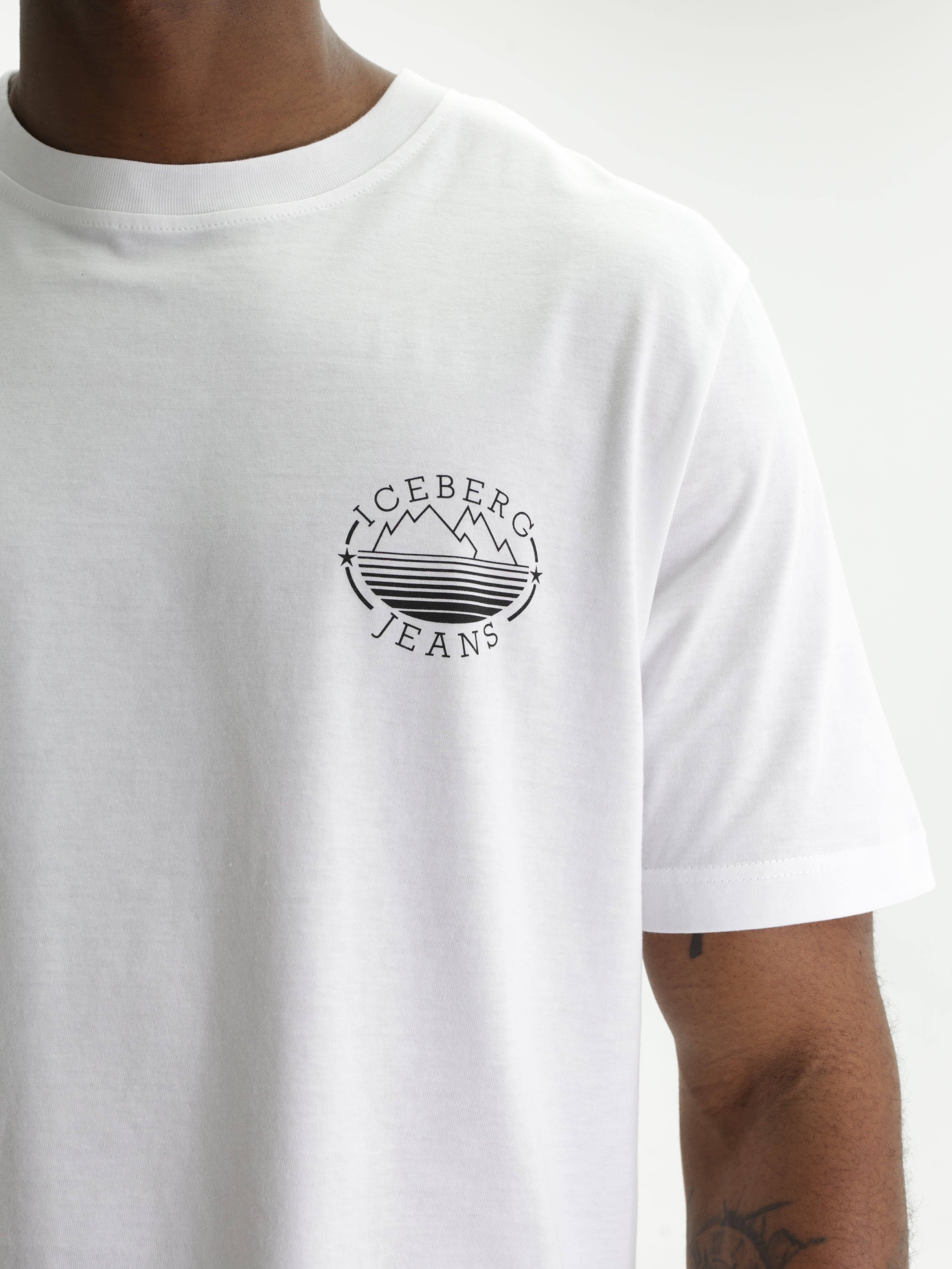 Iceberg Jeans T-Shirt Mountain Logo Print White