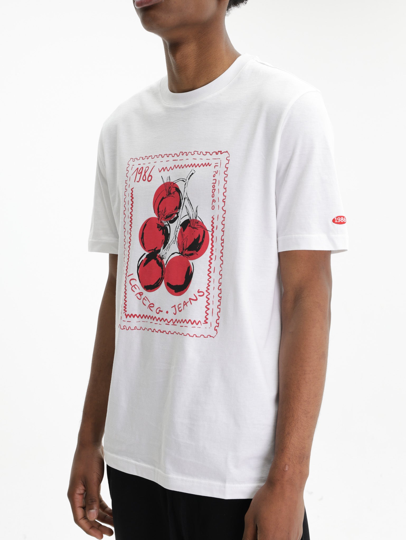 Iceberg Jeans T-Shirt Tomato 1986 Print White