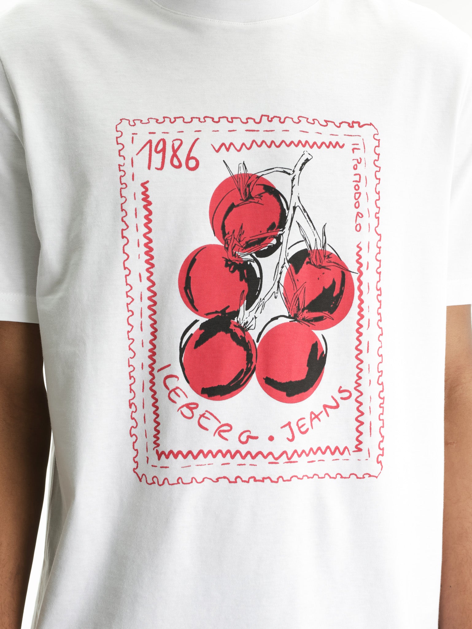 Iceberg Jeans T-Shirt Tomato 1986 Print White