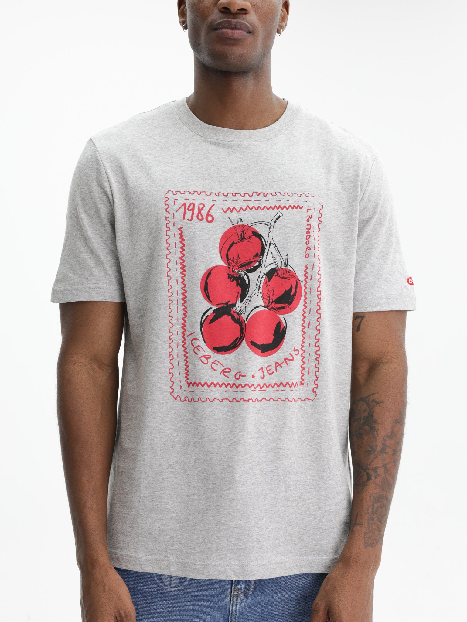 Iceberg Jeans T-Shirt Tomato 1986 Print Grey