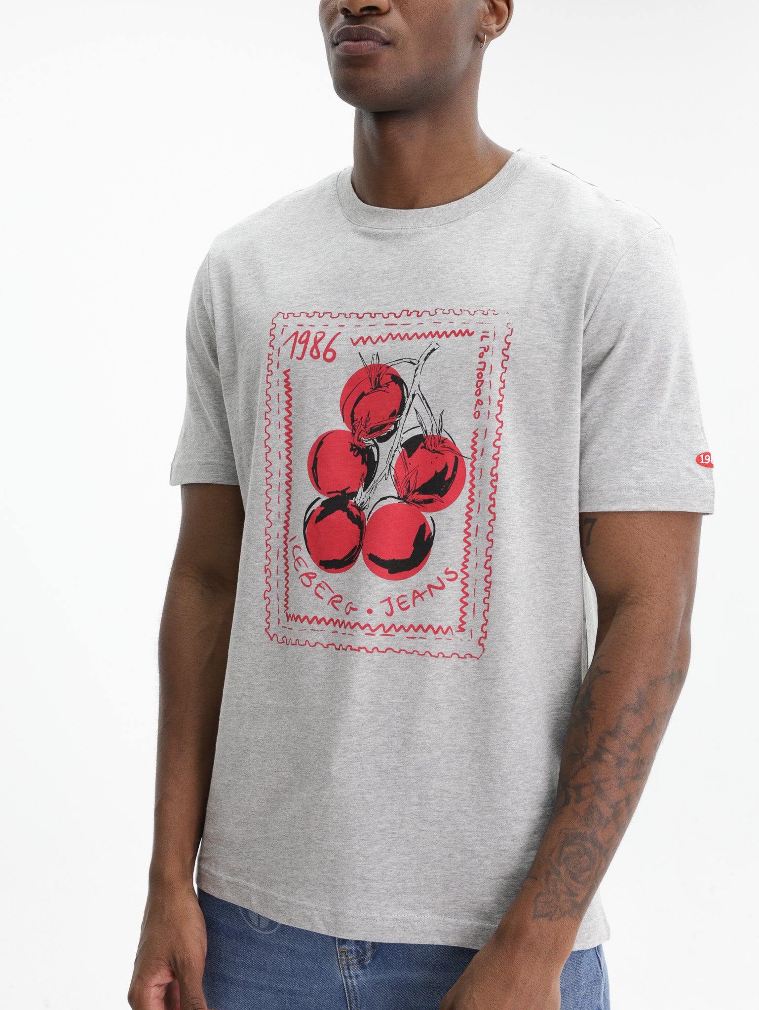 Iceberg Jeans T-Shirt Tomato 1986 Print Grey